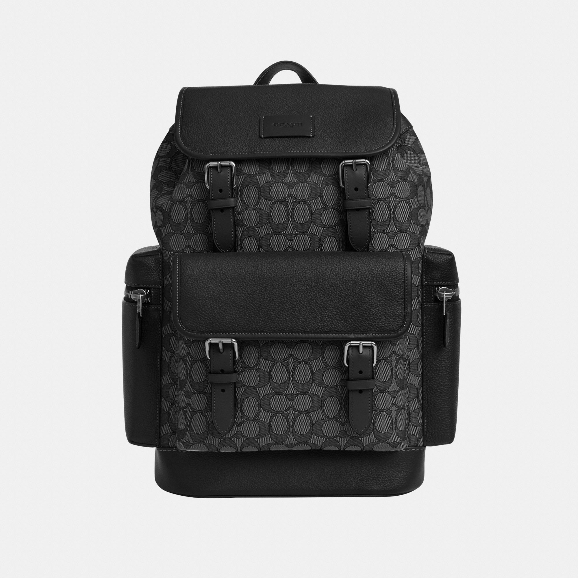 Coach Mens Sprint Backpack in Leather and Signature Jacquard Bag - Black - One Size