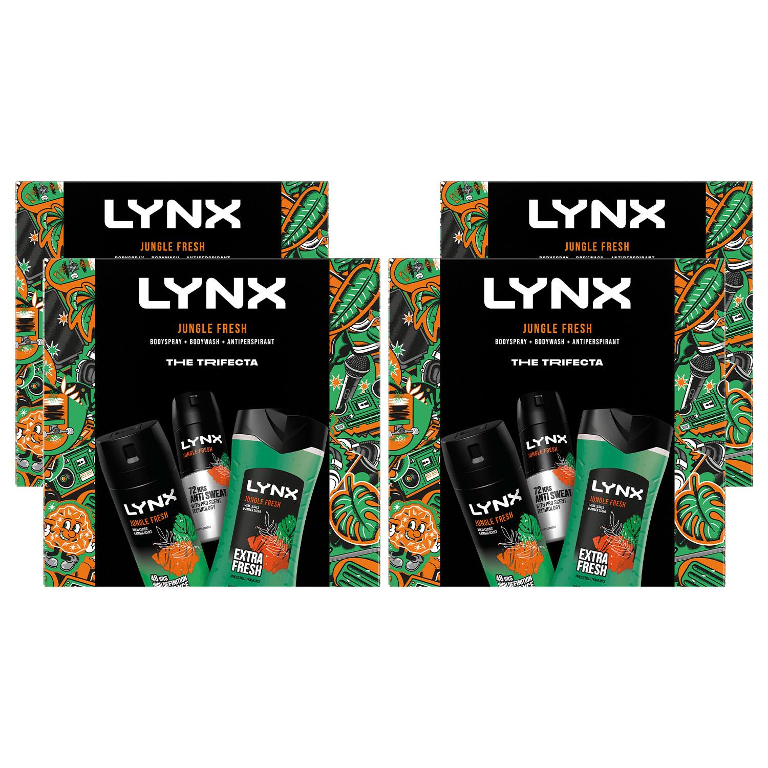 Lynx Mens Jungle Fresh Bath & Body 3 Pcs Gift Set for Him, 4 Pack - One Size