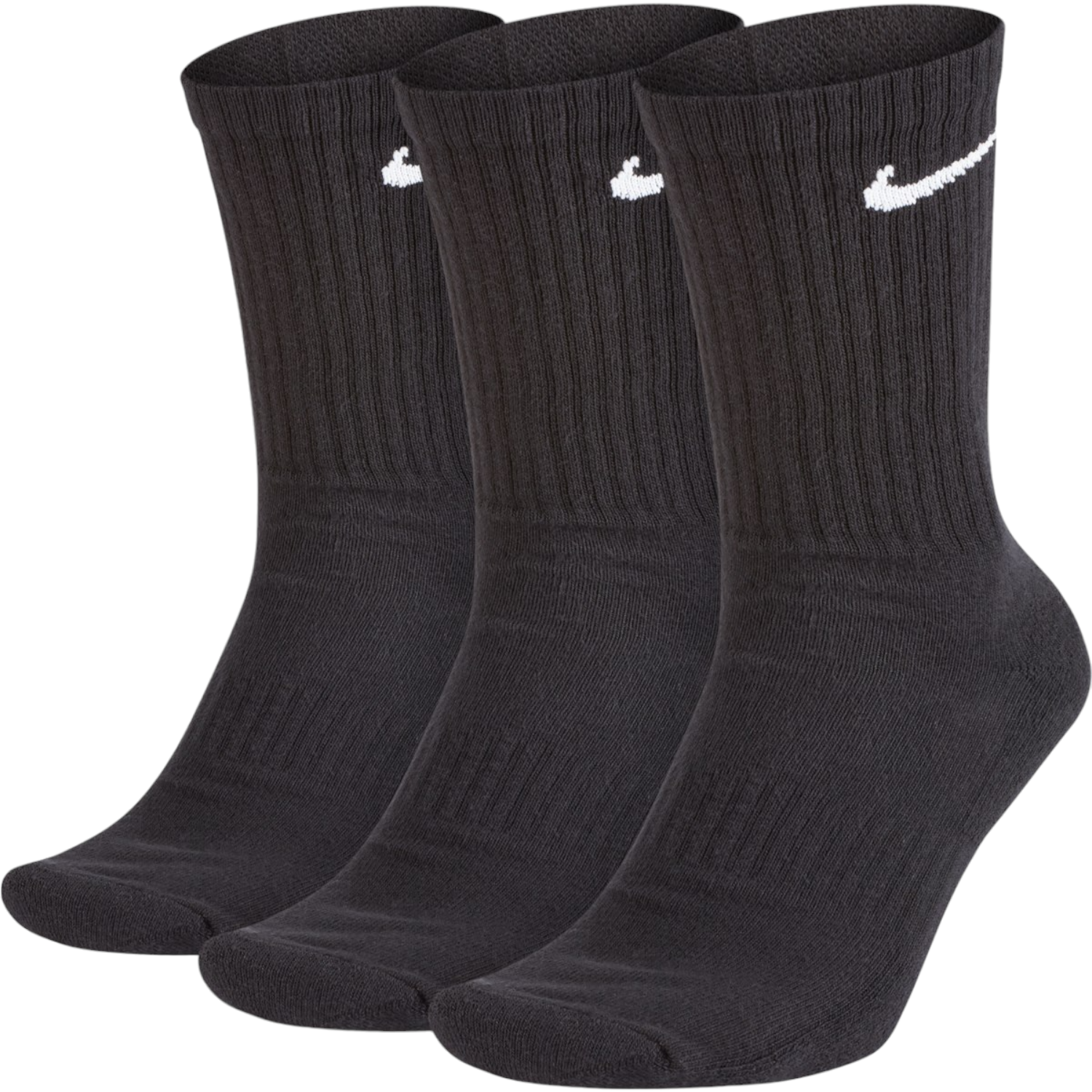 Nike Unisex Everyday Cushion Crew Training Socks (3 Pairs) in Black Cotton - Size X-Large