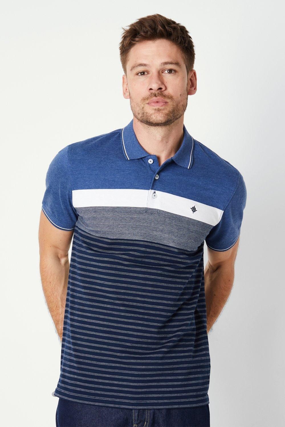 Maine Mens Rome Placement Stripe Polo - Blue material_cotton - Size 2XL