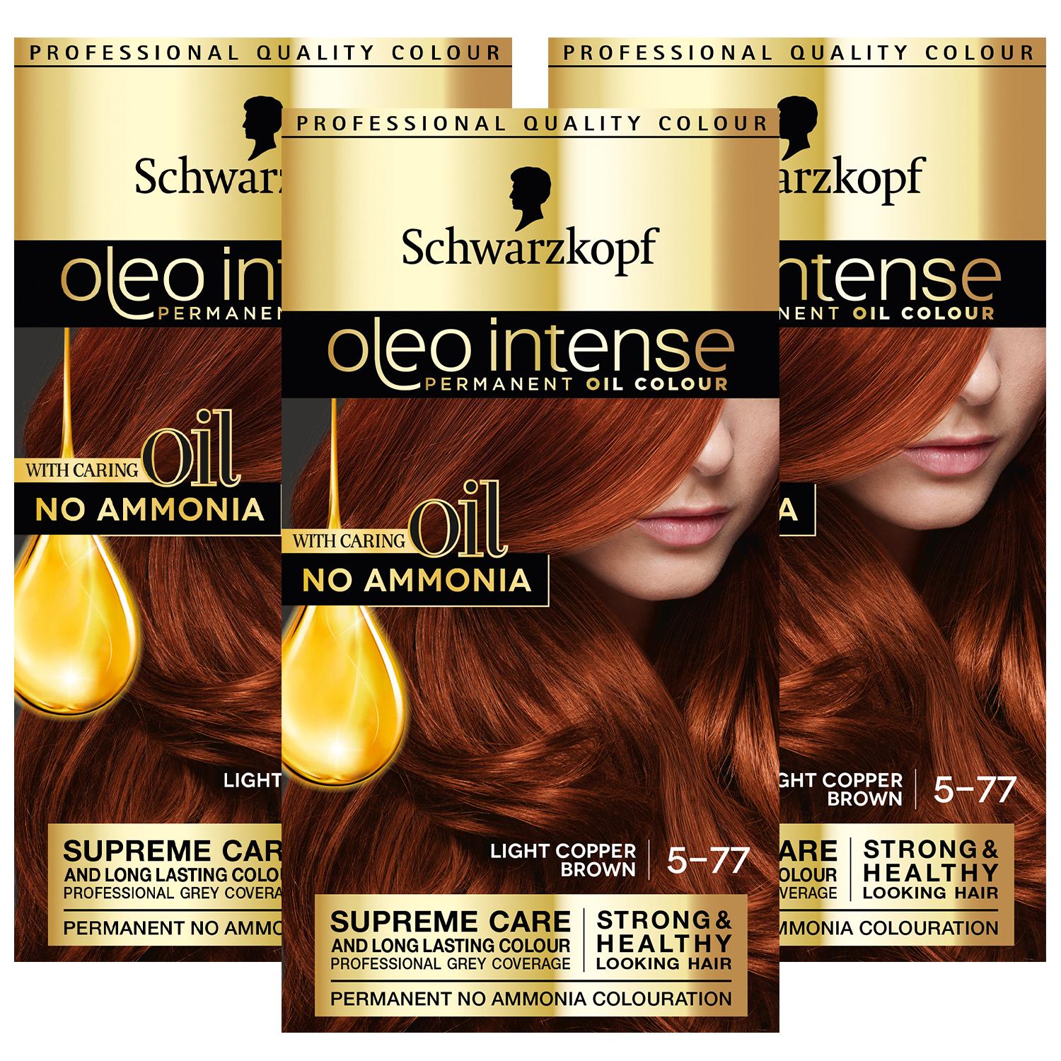 Schwarzkopf Womens 3x Oleo Intense 5-77 Light Copper Brown Silk - One Size