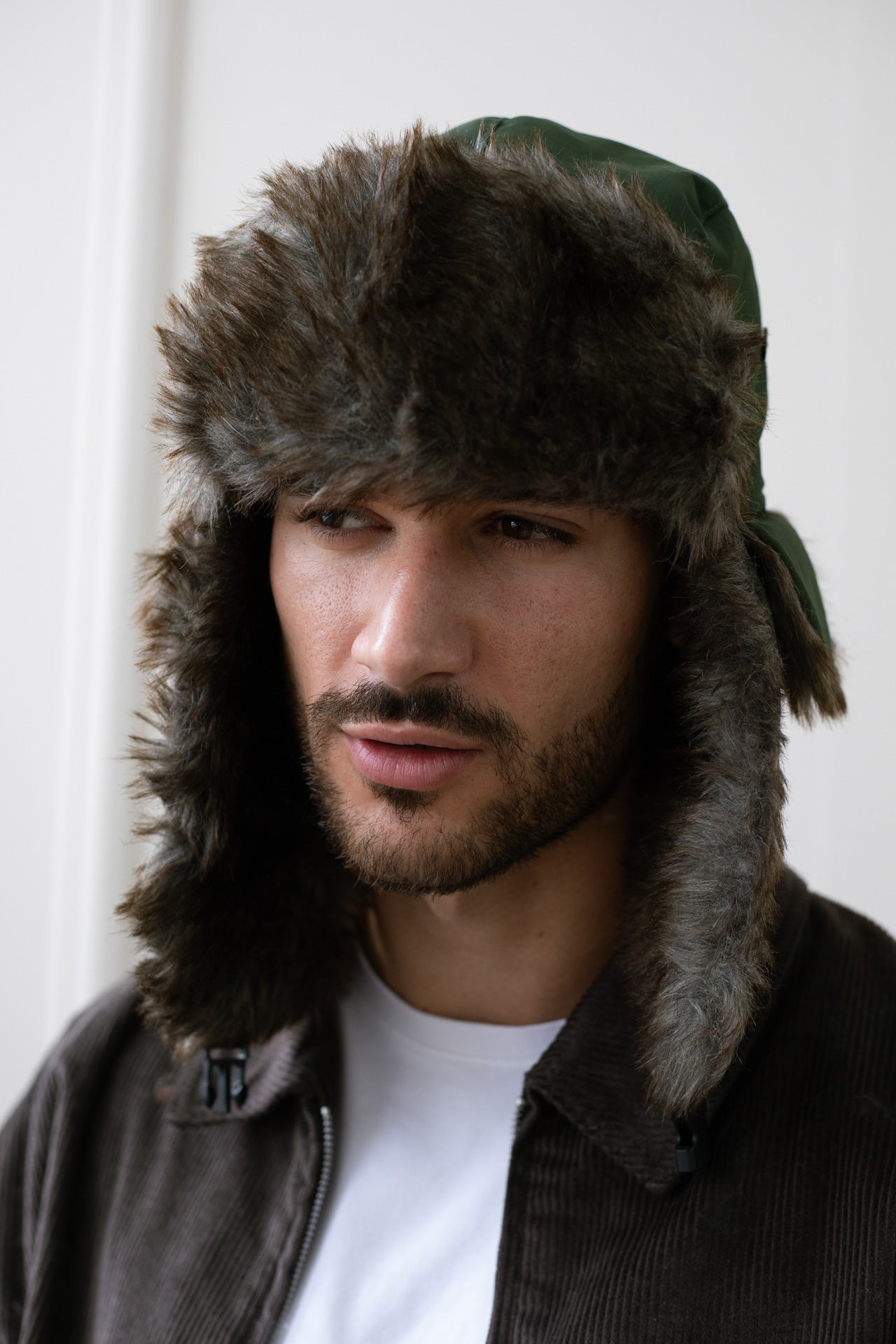 SVNX Mens Green Tapper Hat with Faux Fur Lining - Khaki - One Size