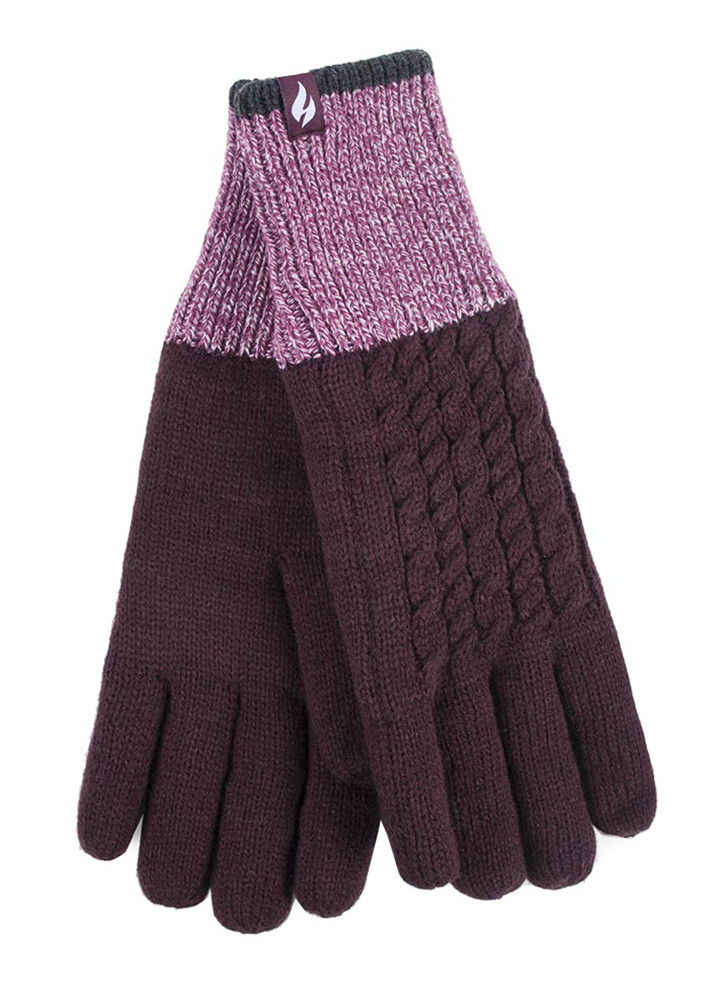 Heat Holders Womens - Ladies Thermal Gloves for Winter in Kisdon Style - Mulberry - Pink - Size Medium/Large