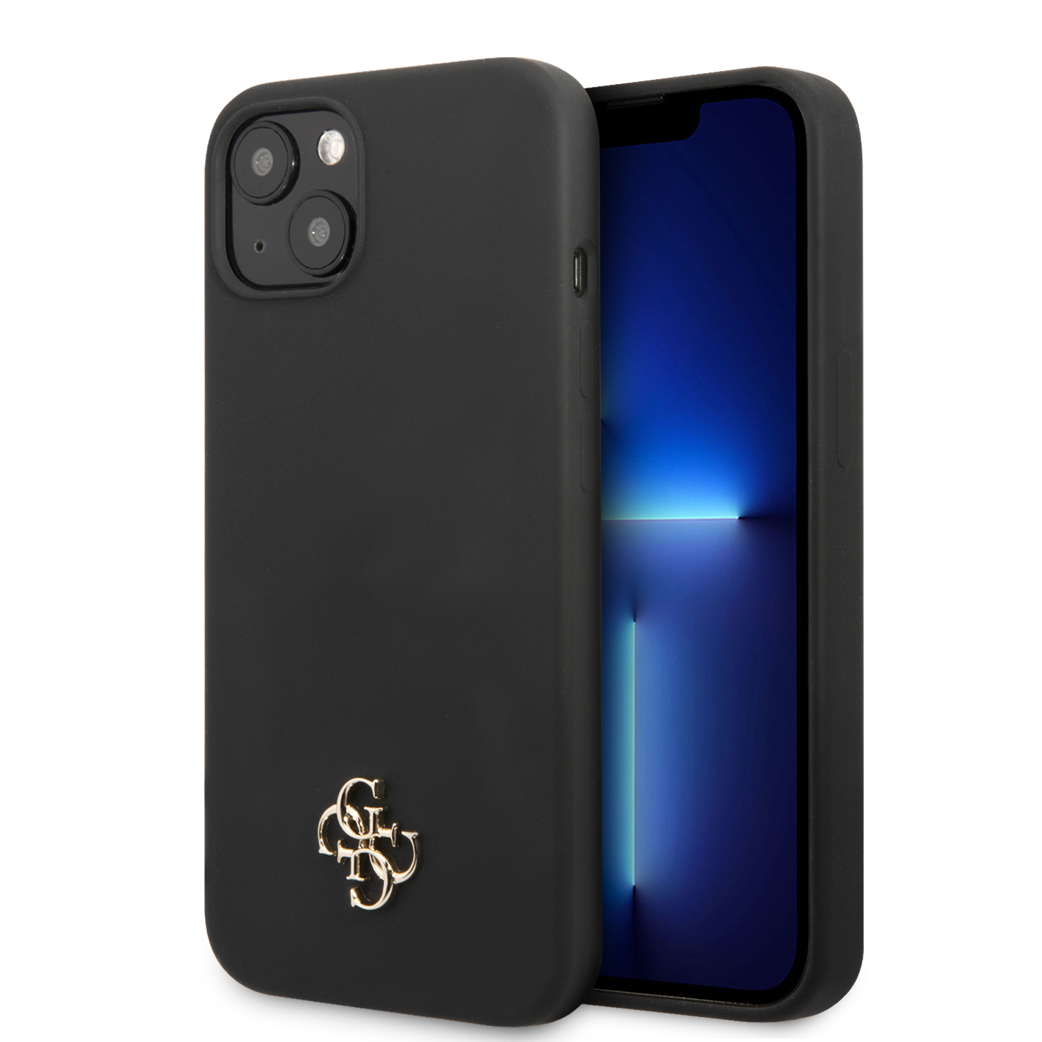 Guess Liquid Silicone Phone Case Metal 4G Logo - Black - One Size