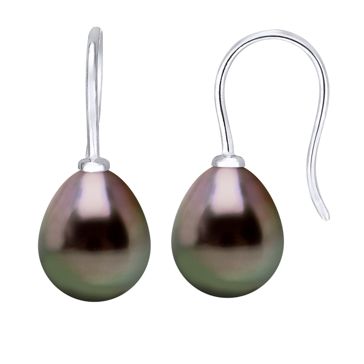 Diadema Womens - Earrings  White Gold and Real Tahitian Pearls - Natural - One Size