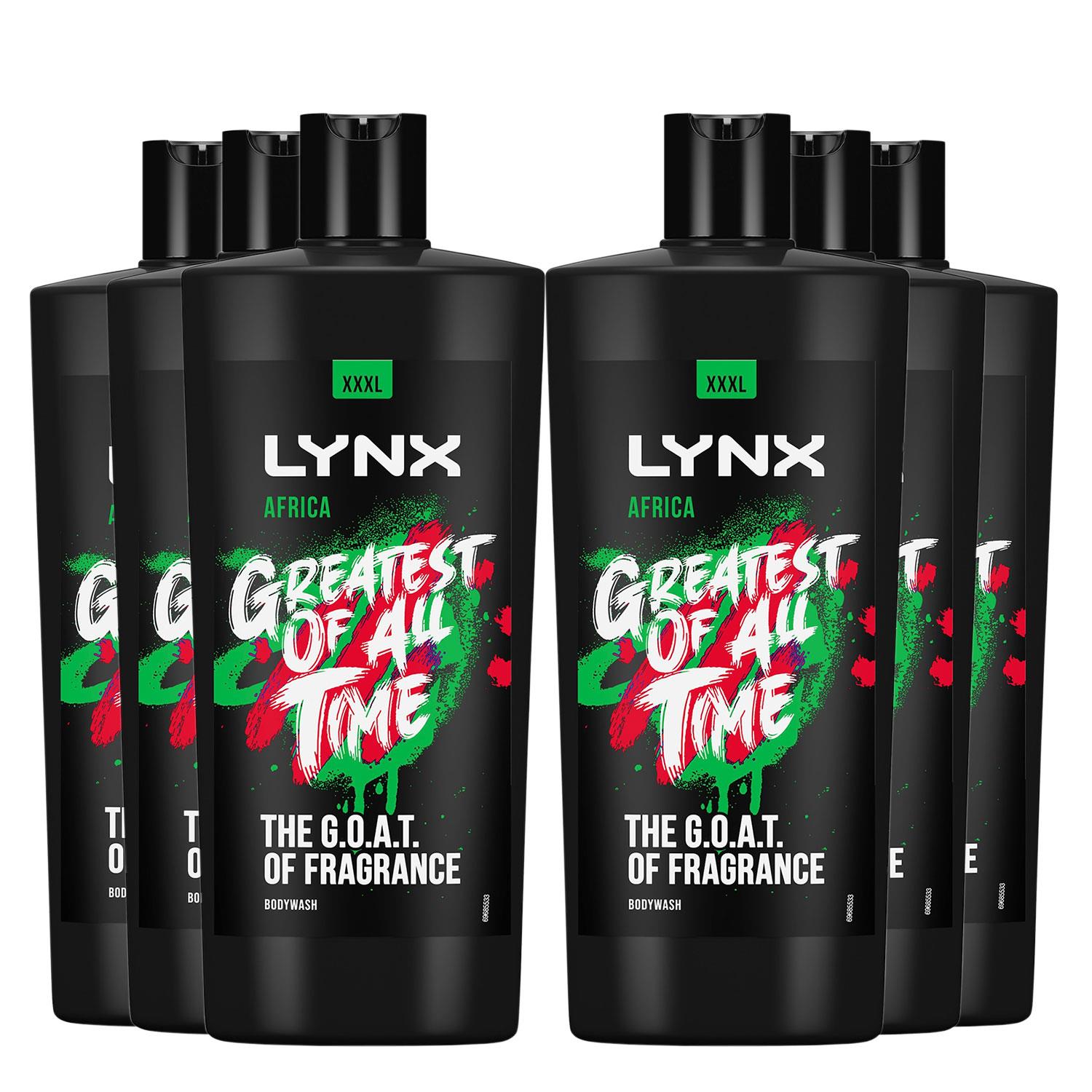 Lynx Mens G.O.A.T Shower Gel up to 12H Refreshing Fragrance XXXL Africa 700ml, 6 Pack - NA - One Size