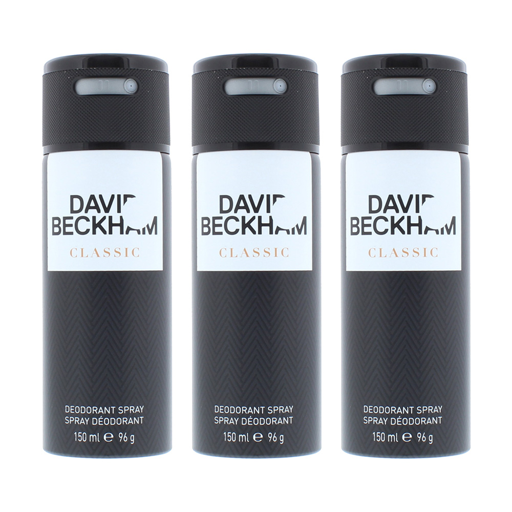 David Beckham Mens Classic Deodorant Spray 150ml x 3 - NA - One Size