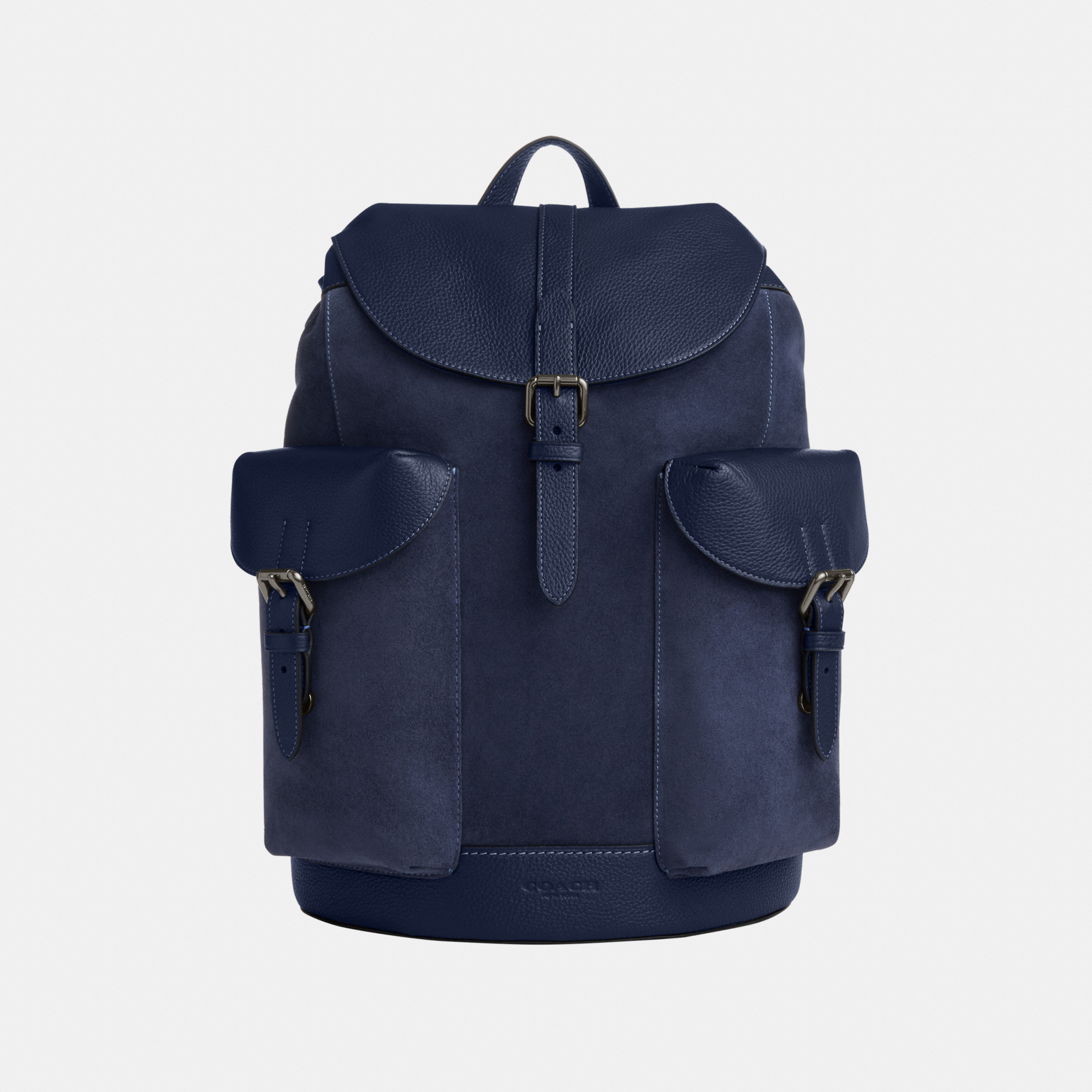 Coach Mens Warner Backpack in Suede - Dark Blue - One Size