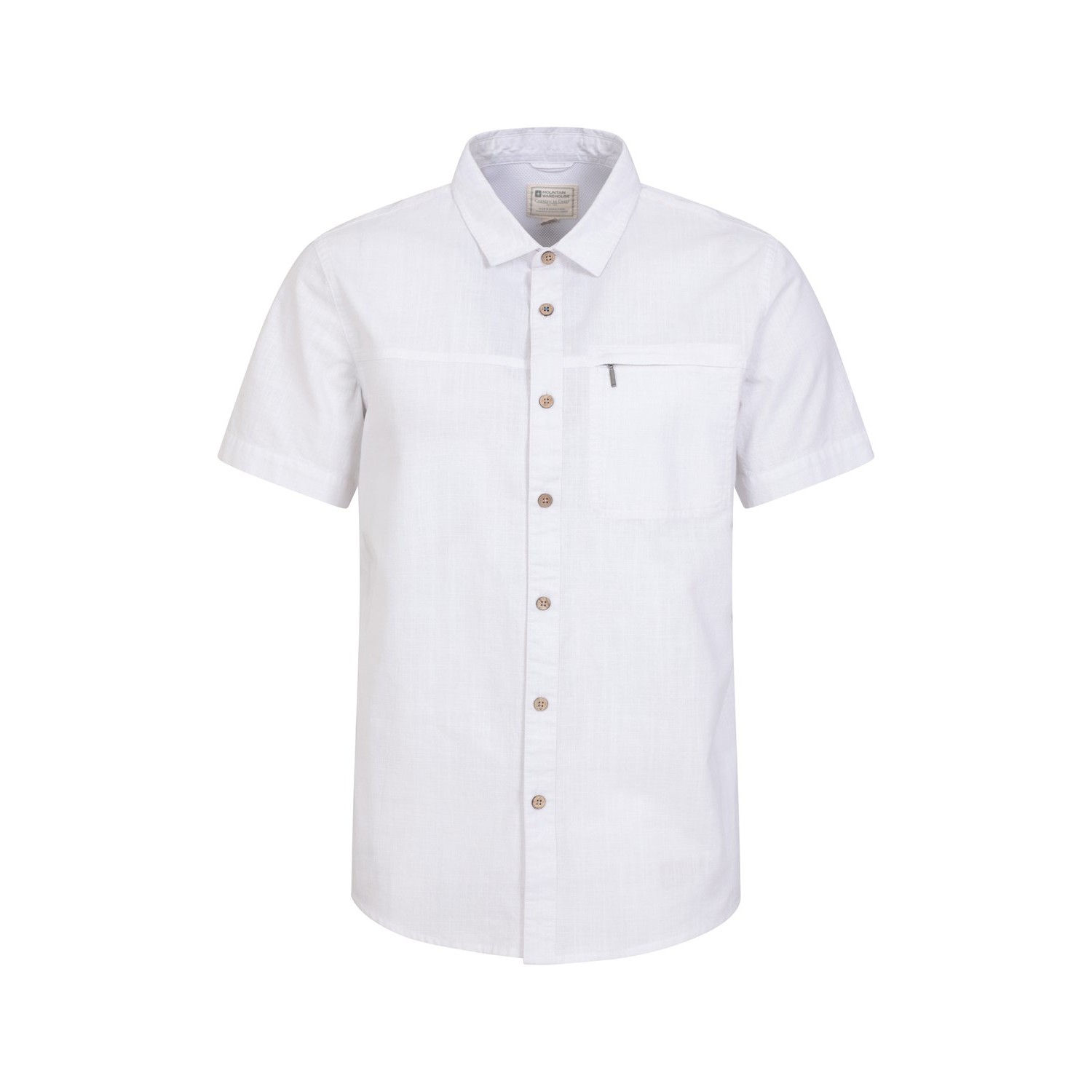 Mountain Warehouse Mens Coconut Slub Short-Sleeved Shirt (White) - Size Medium