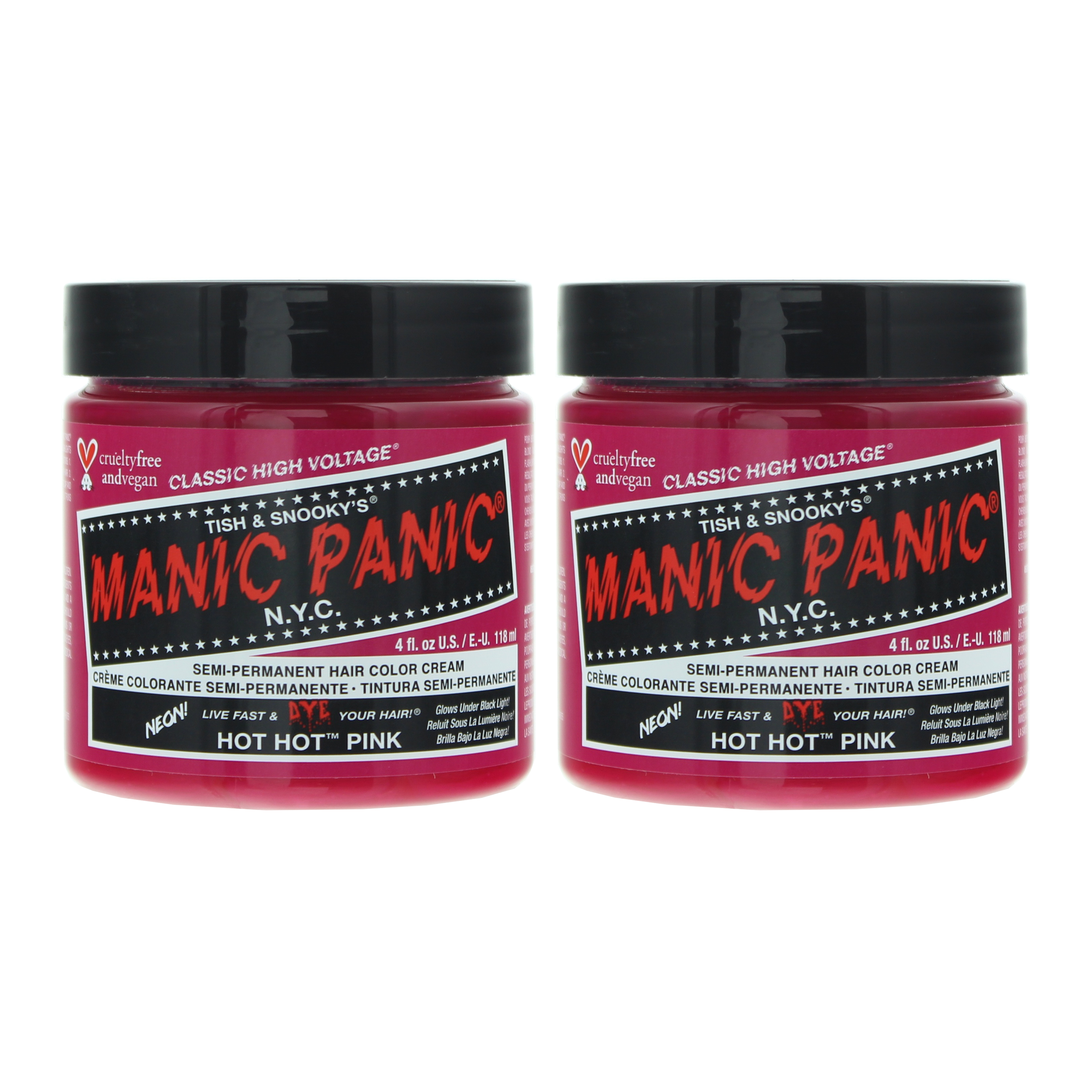 Manic Panic Womens High Voltage Semi Permanent Hair Color Cream 118ml Hot Hot Pink X 2 - One Size