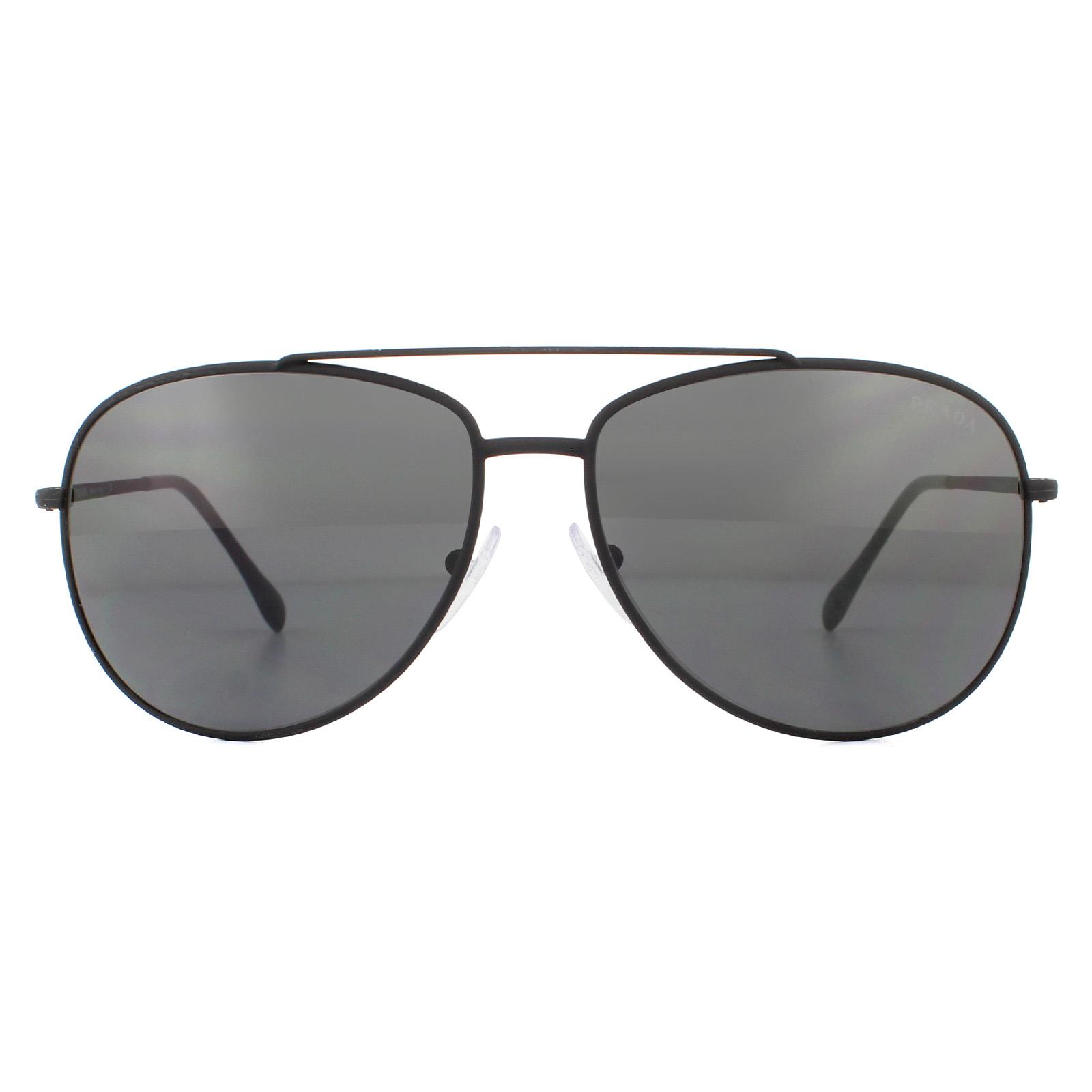 Prada Sport Mens Sunglasses PS 55US DG05S0 Black Rubber Grey Metal - One Size