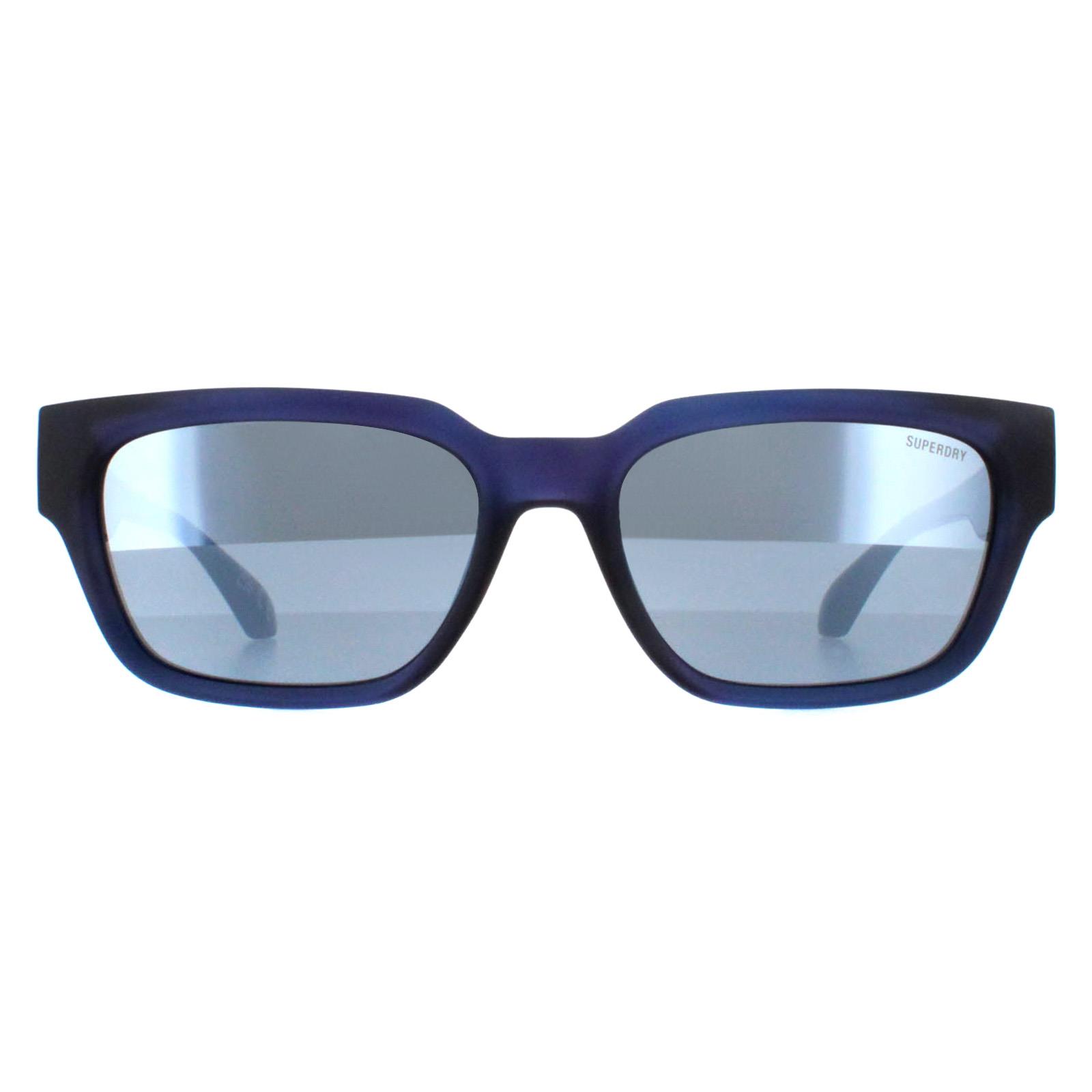 Superdry Rectangle Mens Matte Navy Silver Mirror 5004 - Blue - One Size