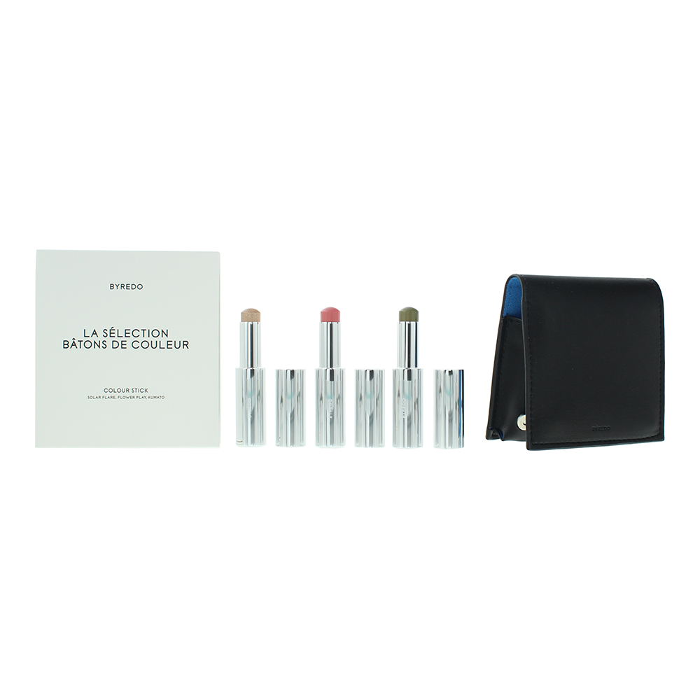 Byredo Womens Colour Stick Set 3 x 9g with Leather Pouch Blue - Solar Flare, Flower Play + Kumato - One Size