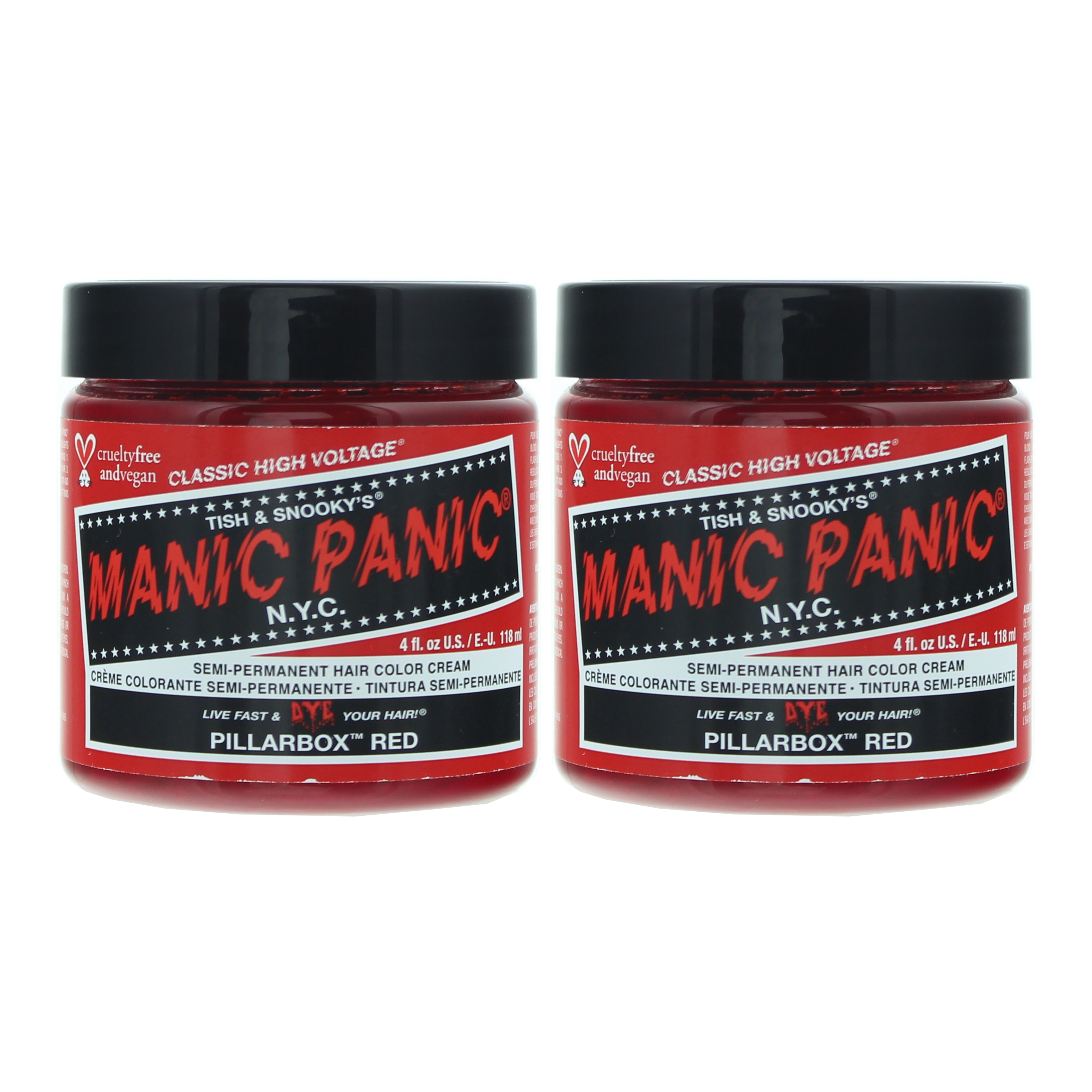 Manic Panic Womens High Voltage Semi Permanent Hair Color Cream 118ml Pillarbox Red X 2 - One Size