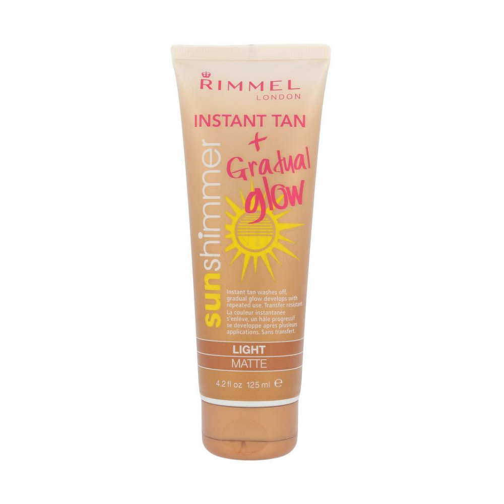 Rimmel London Womens Instant Tan & Gradual Glow Sun Shimmer Tan - Light Matte 125ml - One Size