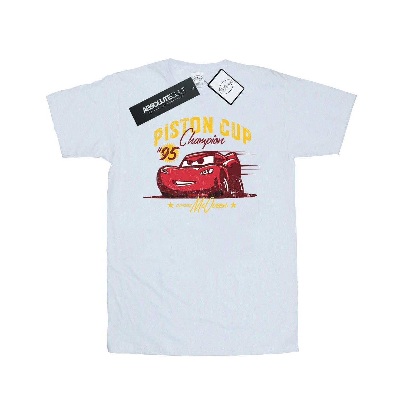 Disney Mens Cars Piston Cup Champion T-Shirt (White) Cotton - Size 3XL