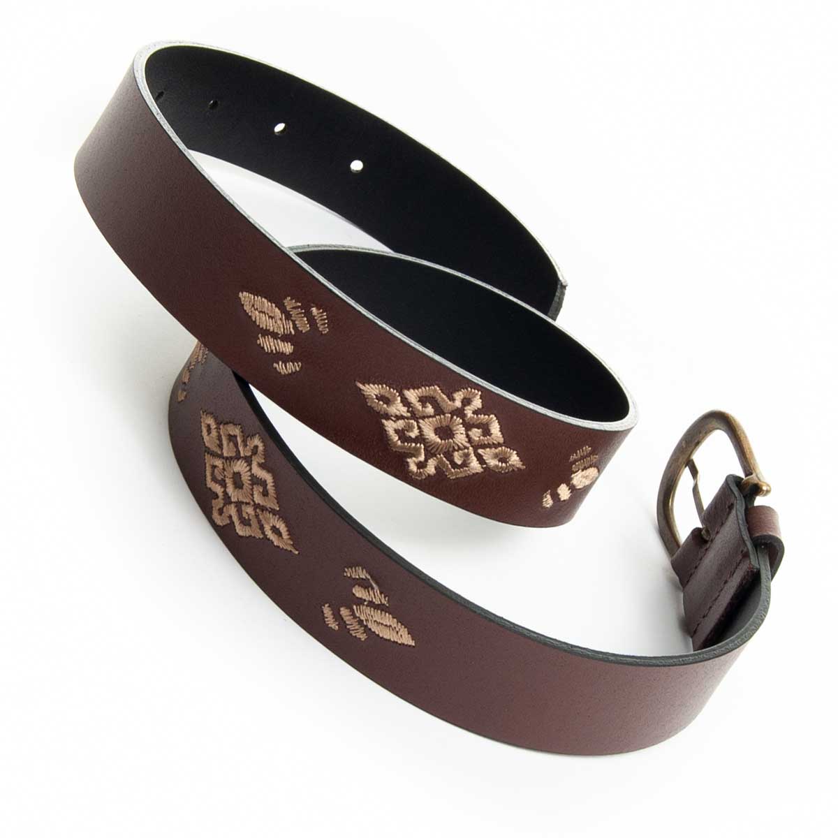 Purapiel Womens BELT BORDBELT IN BROWN Leather - Size 75 cm