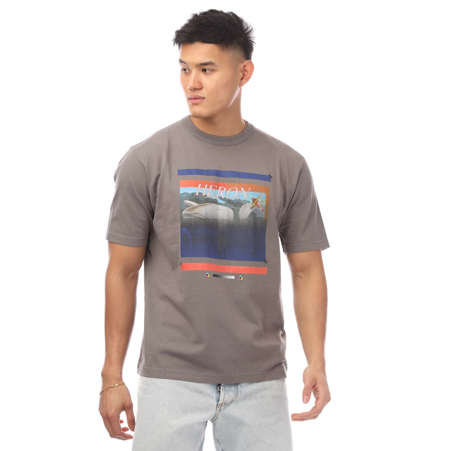 Heron Preston Mens Misprinted T-Shirt in Grey Cotton - Size X-Large