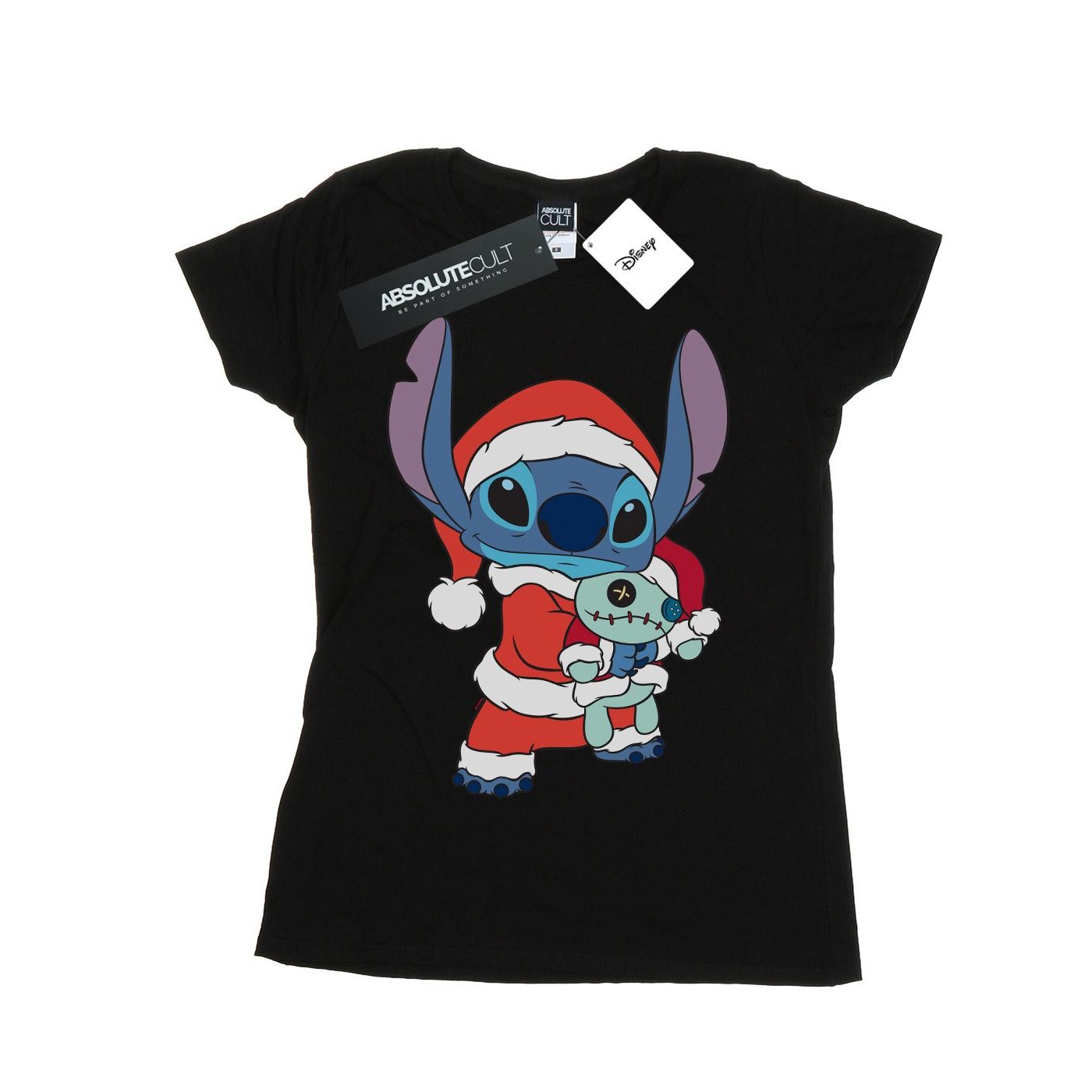 Disney Womens/Ladies Lilo And Stitch Christmas Cotton T-Shirt (Black) material_Synthetic - Size X-Large