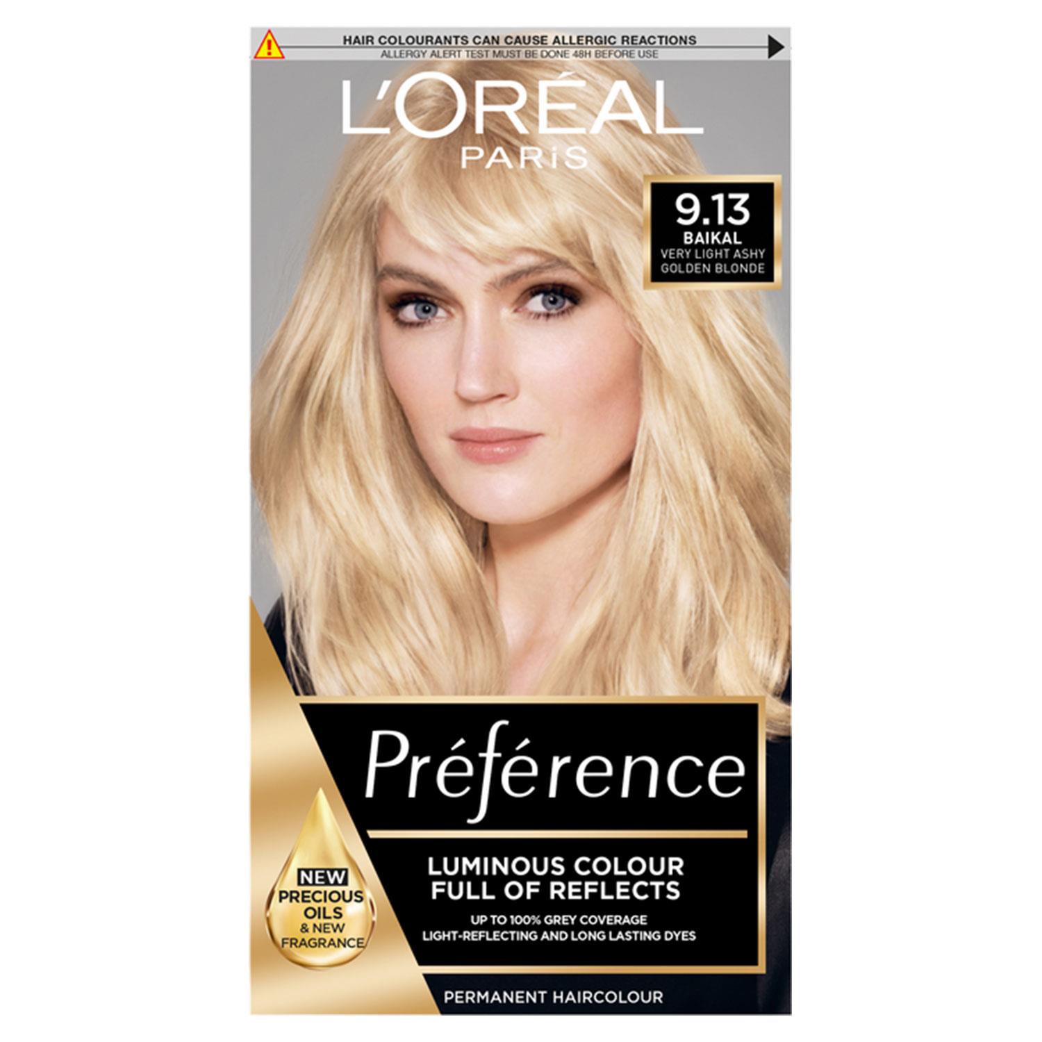 L'Oreal Paris Unisex Preference Permanent Hair Colour, 9.13 Light Blonde - Grey - One Size