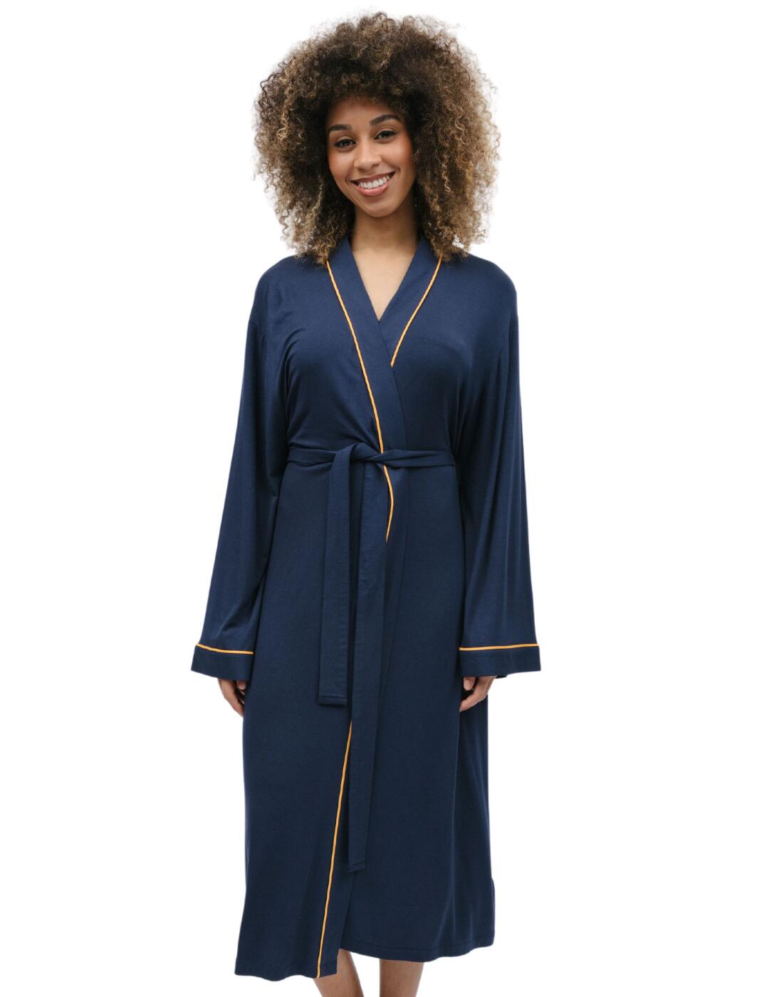 Cyberjammies Womens Cosmo Long Dressing Gown - Blue Fabric - Size X-Small