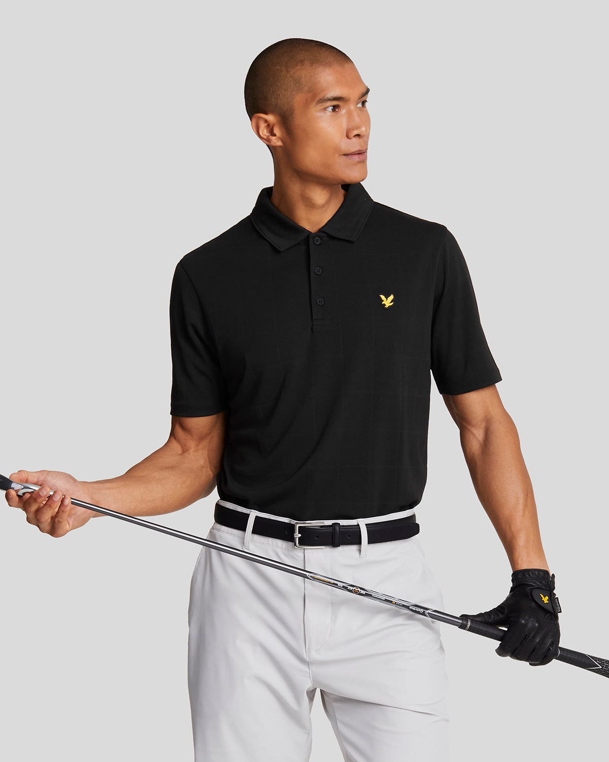 Lyle & Scott Mens Golf Grid Technical Polo Shirt Black - Size Medium