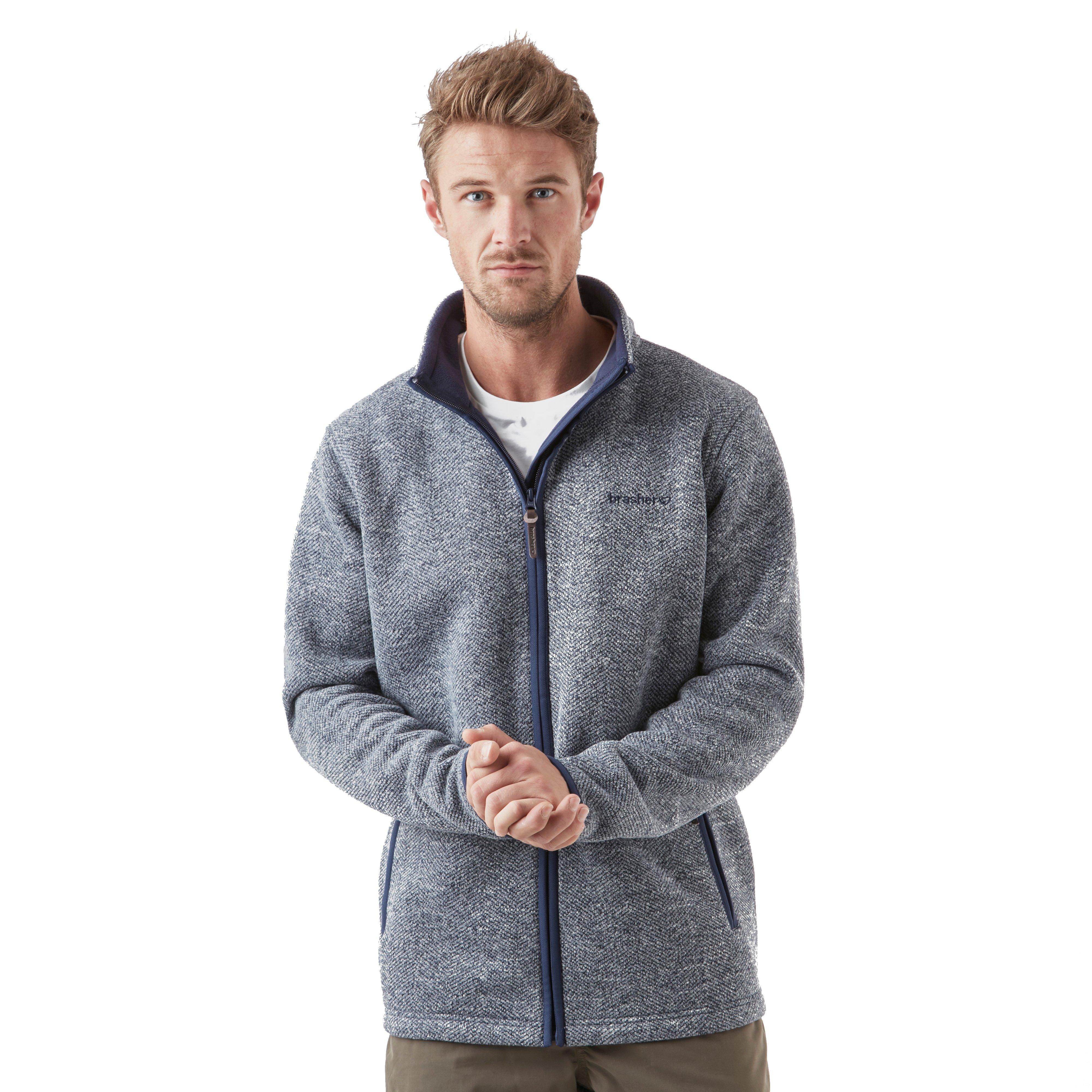 Brasher Mens Windermere Mid-Weight Full-Zip Fleece Jacket with a Knitted Finish - Navy - Size 3XL