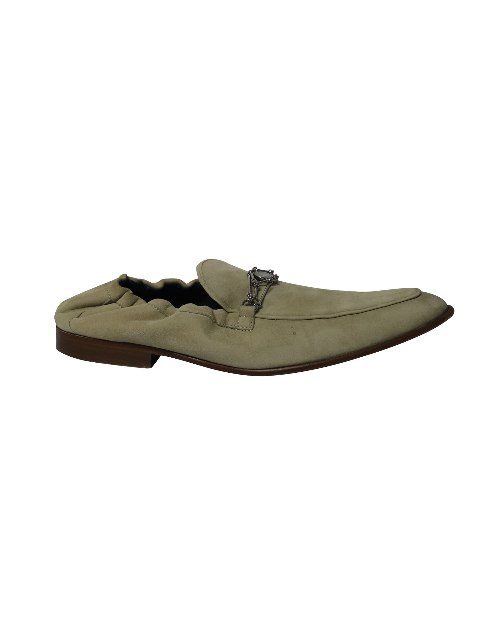 Lanvin Pre-owned Mens Loafers with Metal Detail in Beige Suede material_Suede - Size EU 41