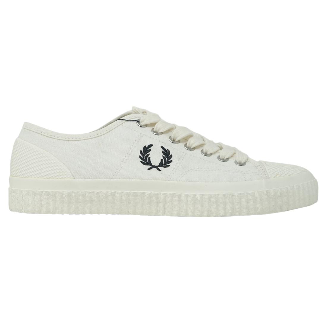 Fred Perry Mens Hughes Low Canvas Light Ecru Trainers material_real_leather - Size UK 12