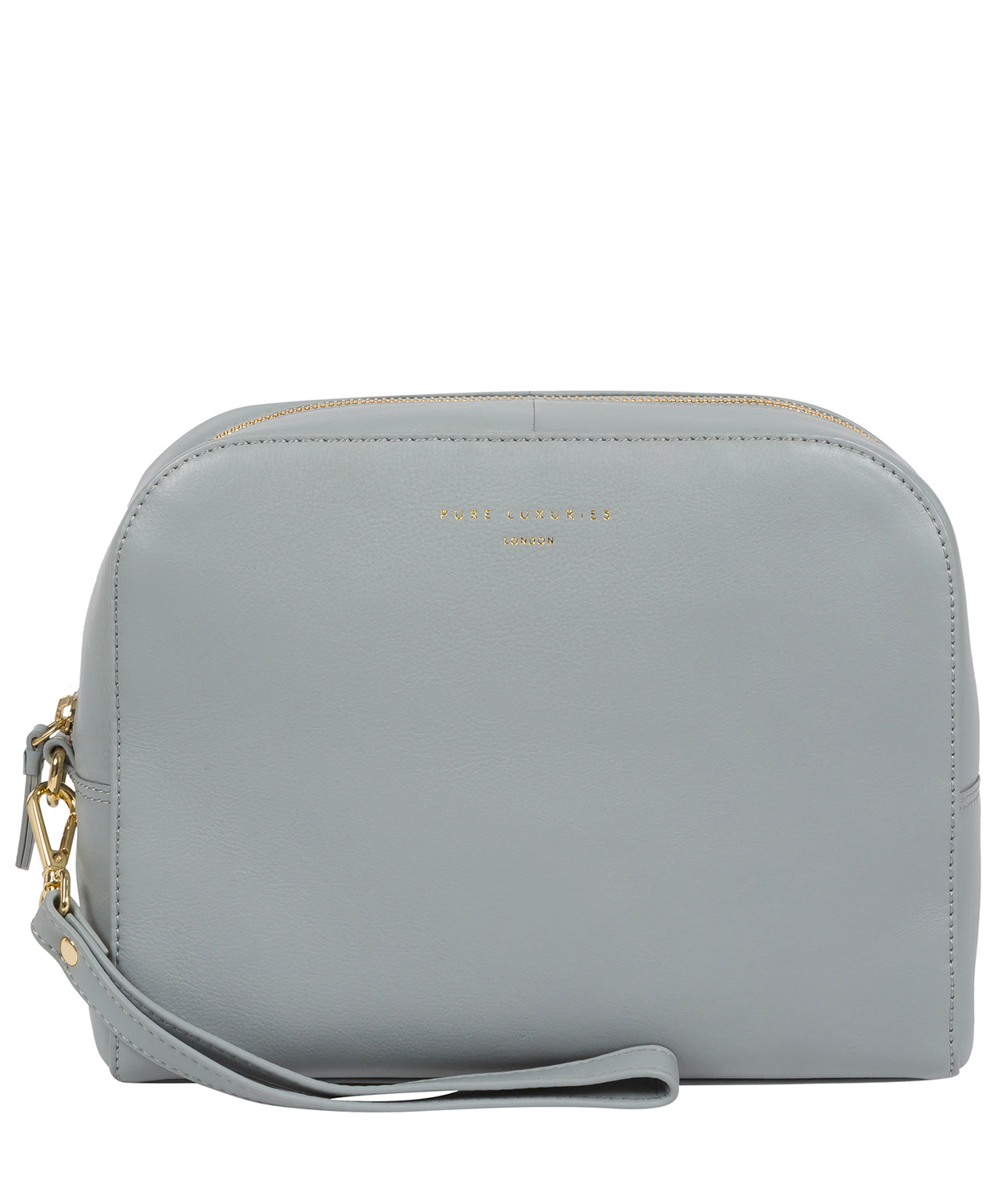 Pure Luxuries Womens 'Brompton' Cashmere Blue Leather Make-Up Bag - Light Blue - One Size