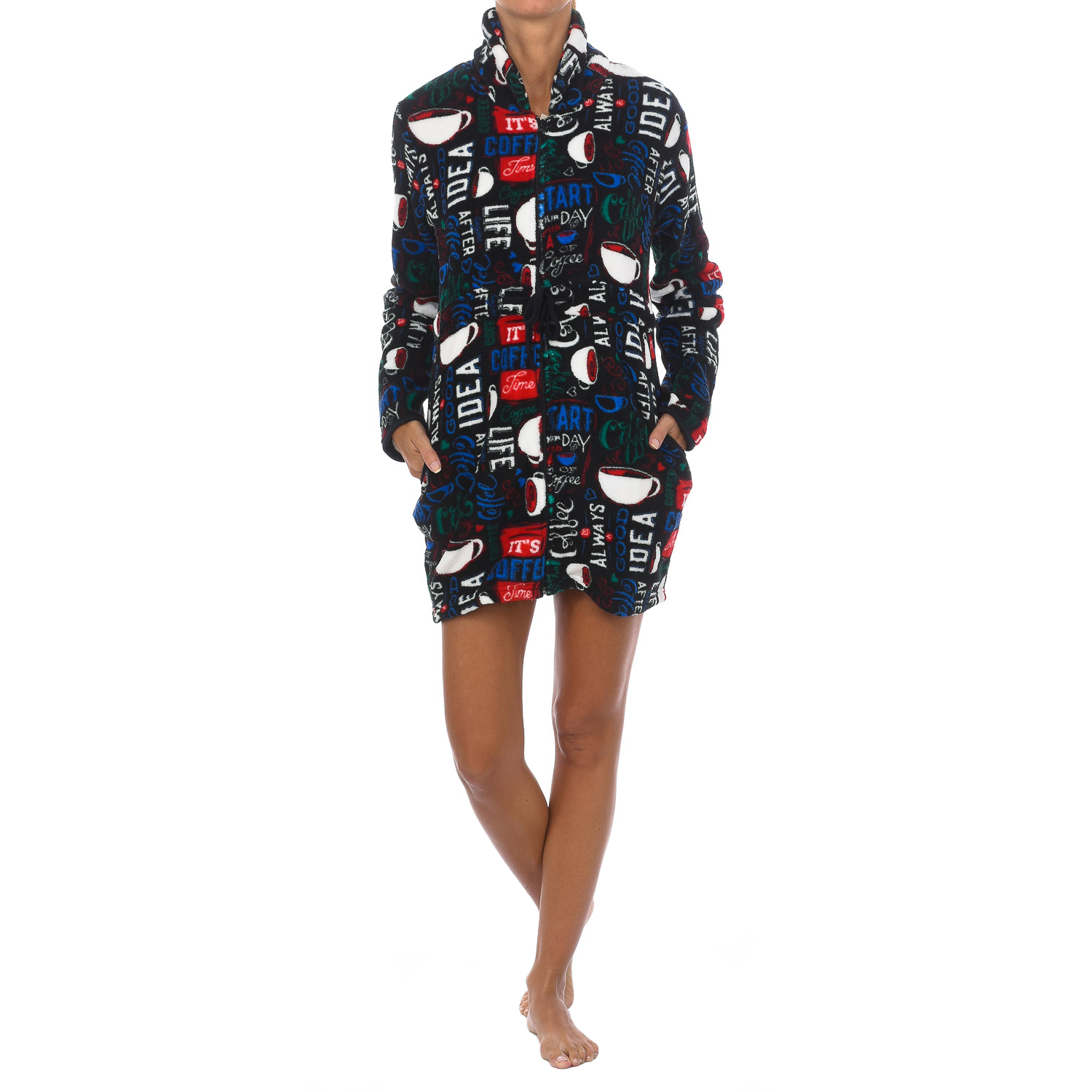 Kisses&Love Womens Toñi winter robe - Black - Size X-Large