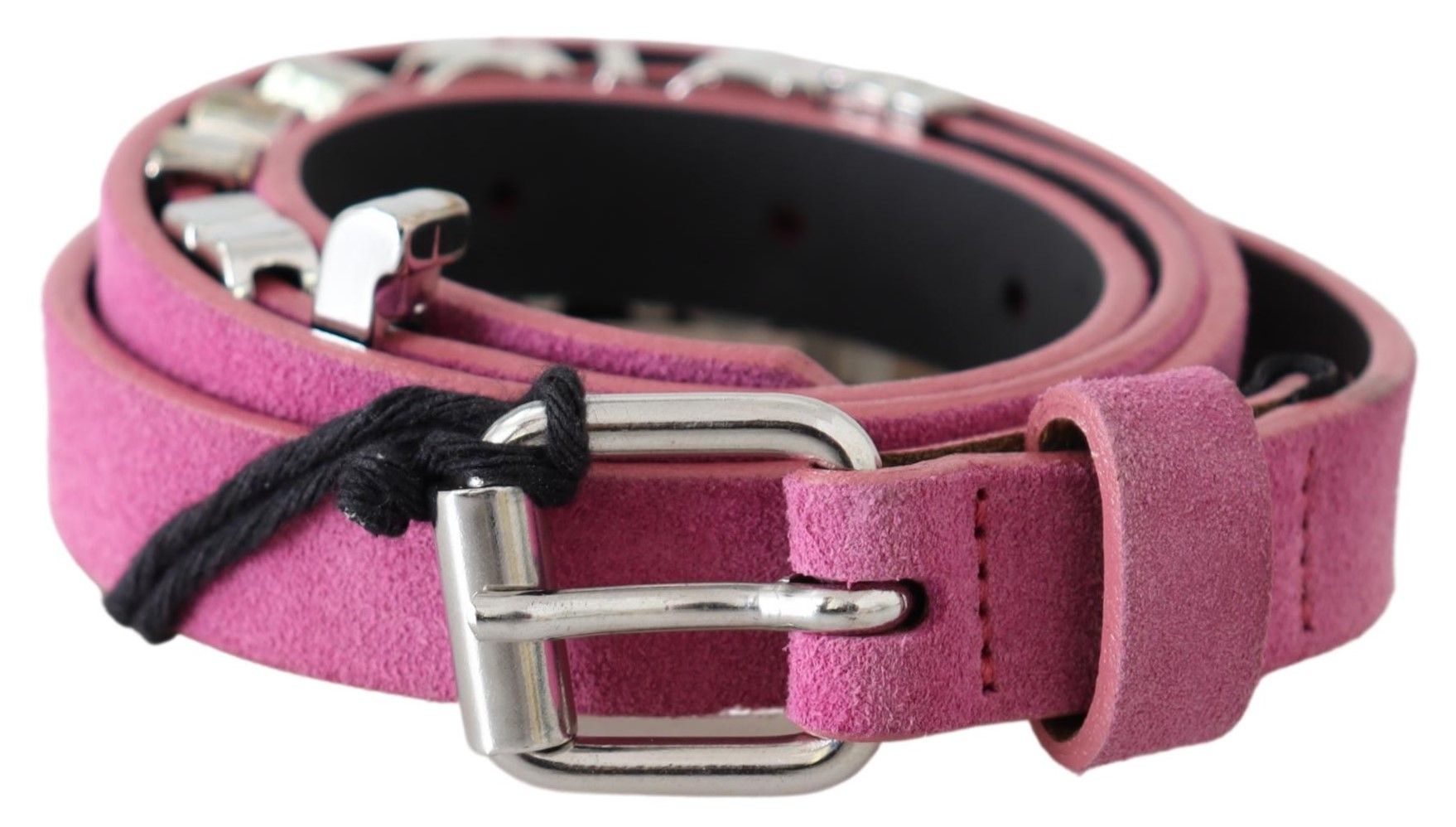 Just Cavalli WoMens Pink Silver Chrome Metal Buckle Waist Belt Leather - Size 90 cm