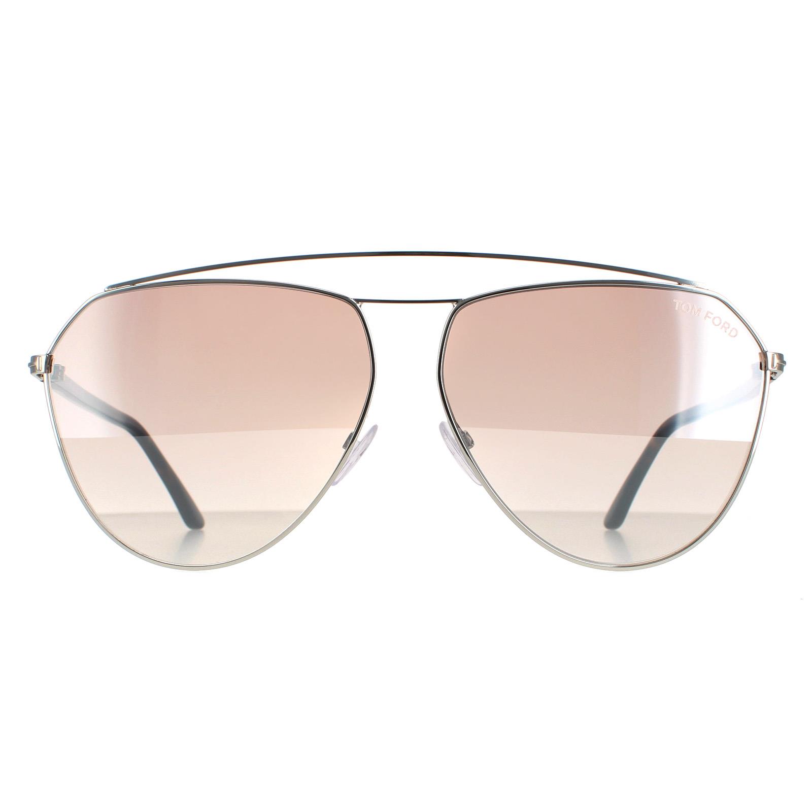 Tom Ford Aviator Womens Silver Havana Brown Gradient Mirror Binx FT0681 Metal (archived) - One Size