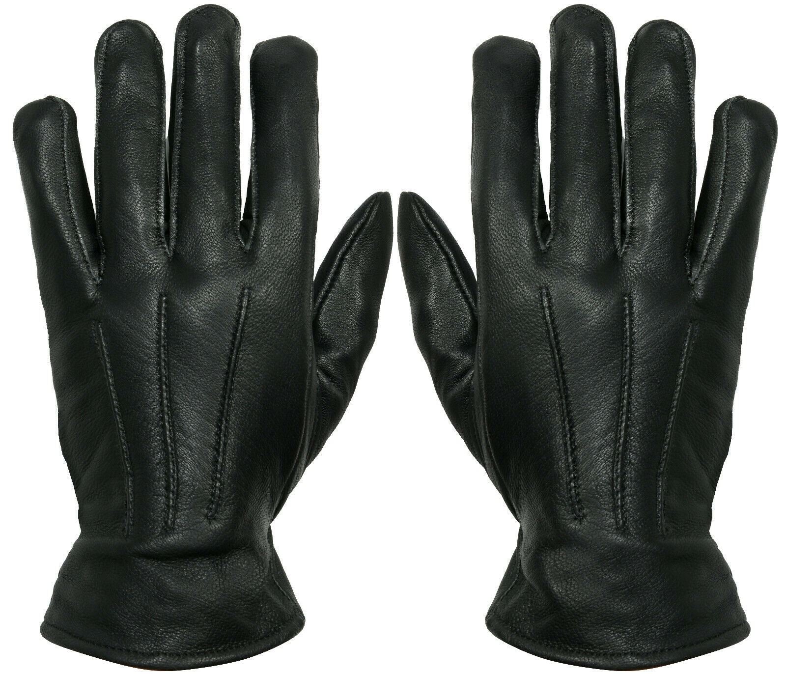 Infinity Leather MENS THERMAL GLOVES - Black Nappa Leather - Size Small