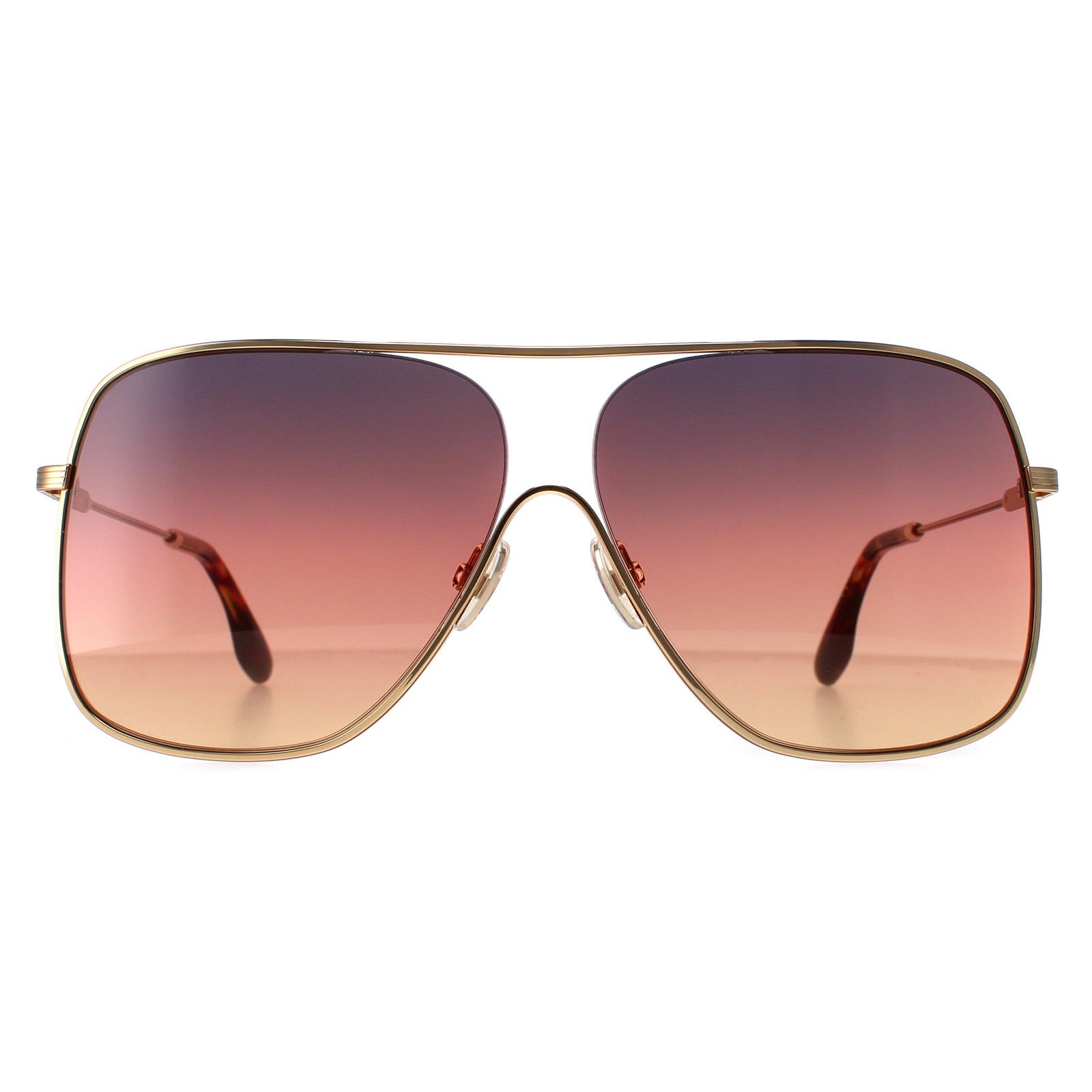 Victoria Beckham Aviator Womens Gold Brown Gradient VB132S Metal - One Size