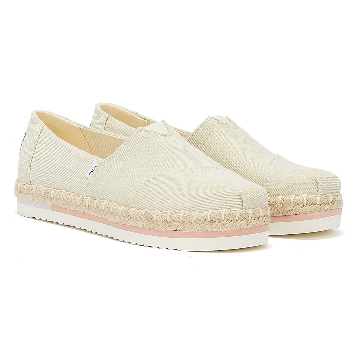 Toms Alpargata Platform Rope Womens Natural Espadrilles - Beige Canvas - Size UK 8