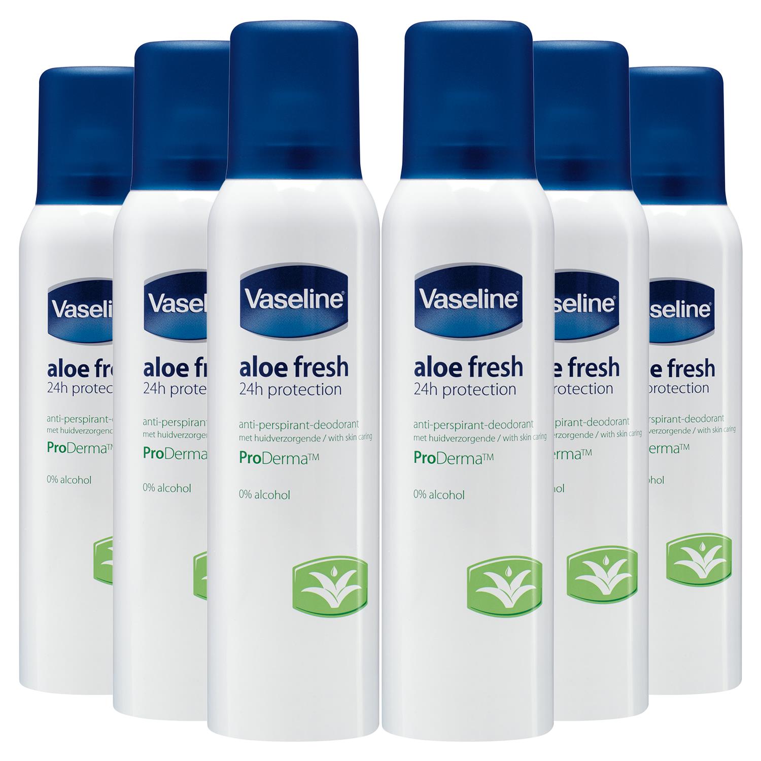 Vaseline Unisex ProDerma Antiperspirant Deodorant, Aloe Fresh, 150ml, 6Pack - NA Lace - One Size