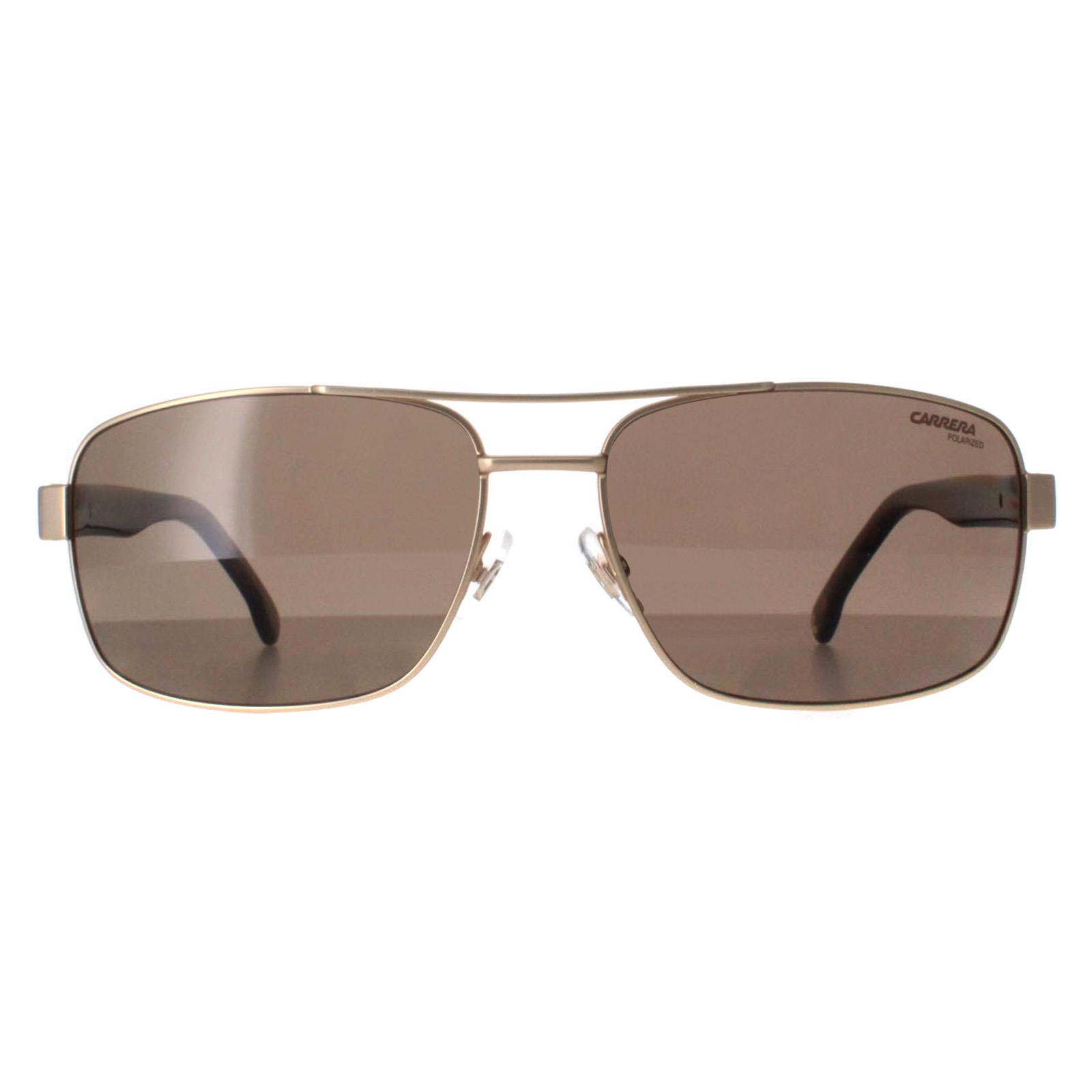 Carrera Rectangle Mens Gold with Havana Bronze Polarized 8063/S Metal - One Size