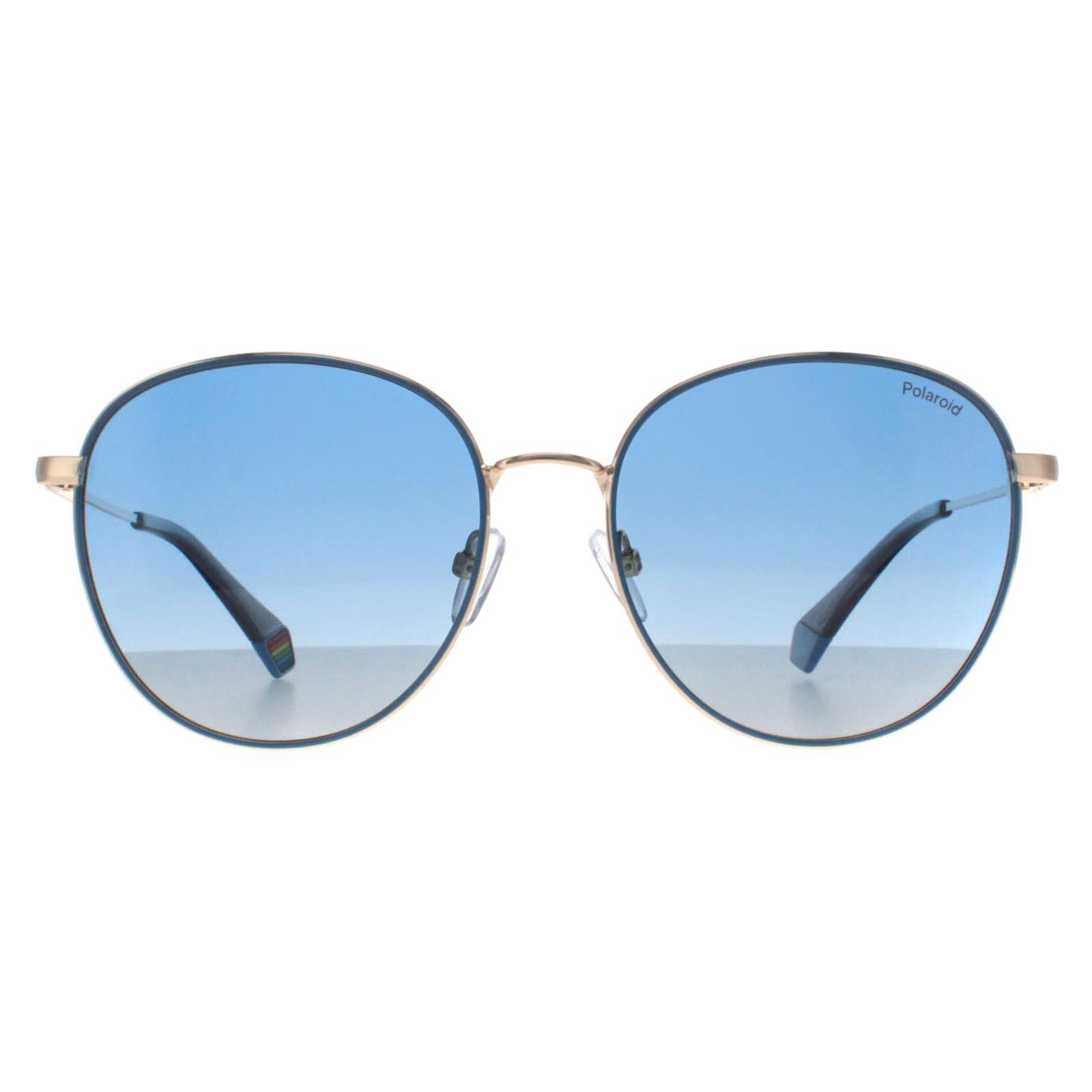 Polaroid Round Unisex Gold Blue Gradient Polarized PLD 6215/S/X Metal - One Size