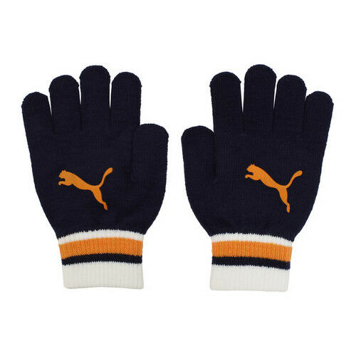 Puma Navy Blue Orange Cat Logo Magic Mens Womens Unisex Gloves 041124 02 A187E Textile - Size Medium