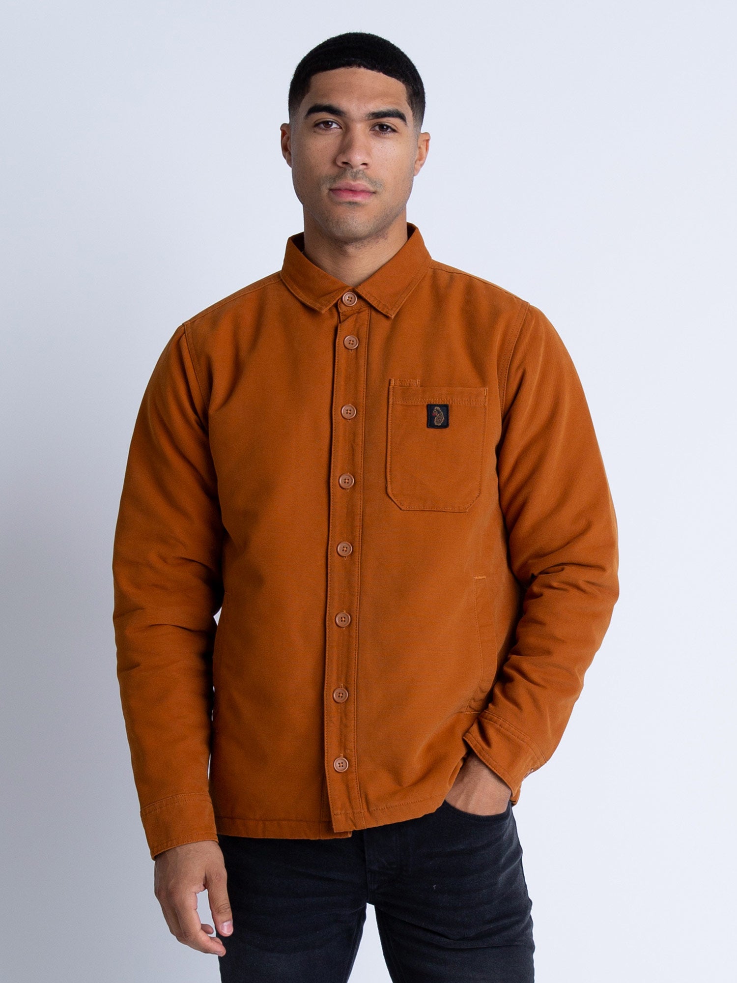 Luke 1977 Mens Bala Regular Fit Overshirt in Orange - Size X-Large