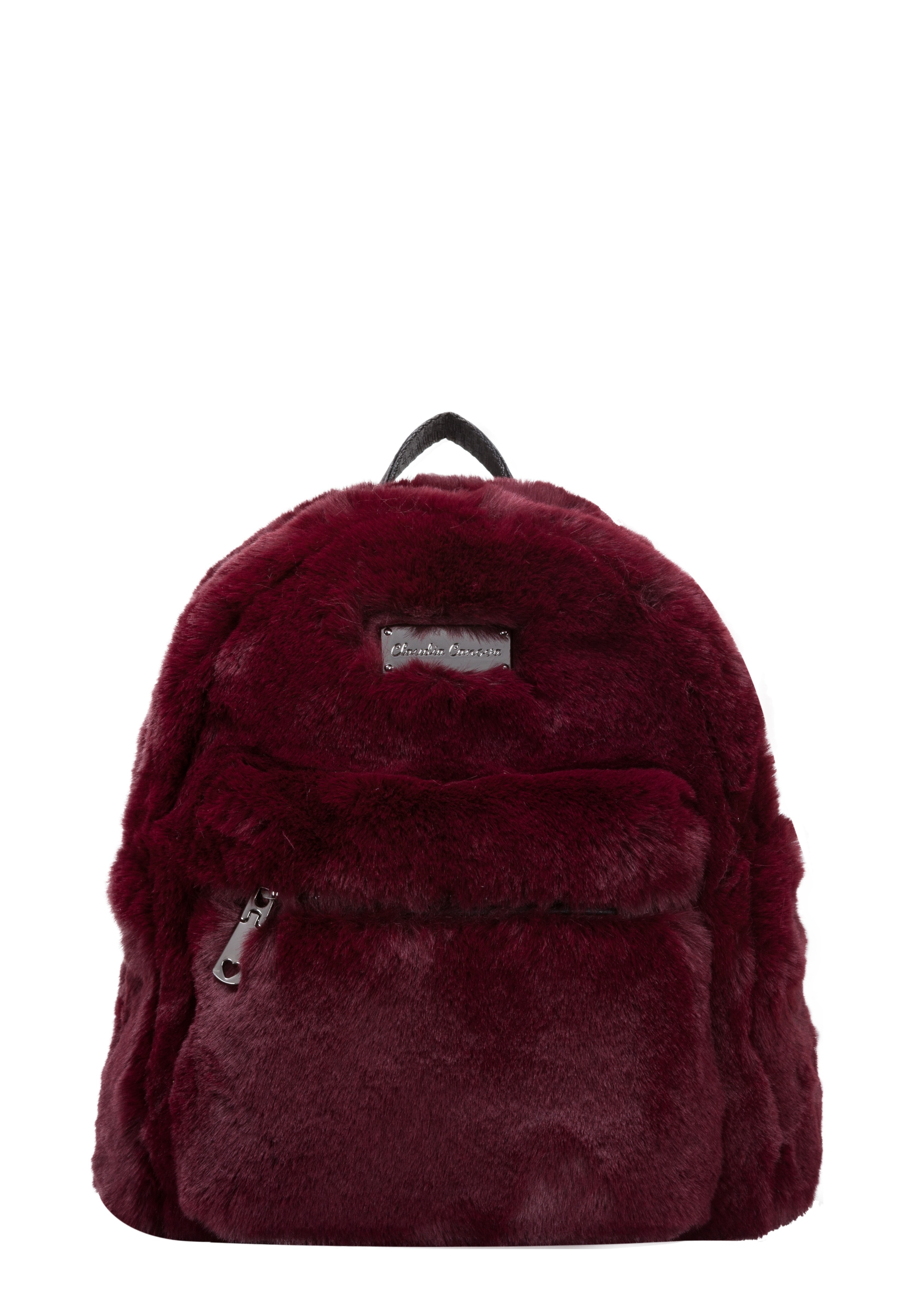 Claudia Canova Womens Anii XS Faux Fur Backpack - Burgundy - One Size