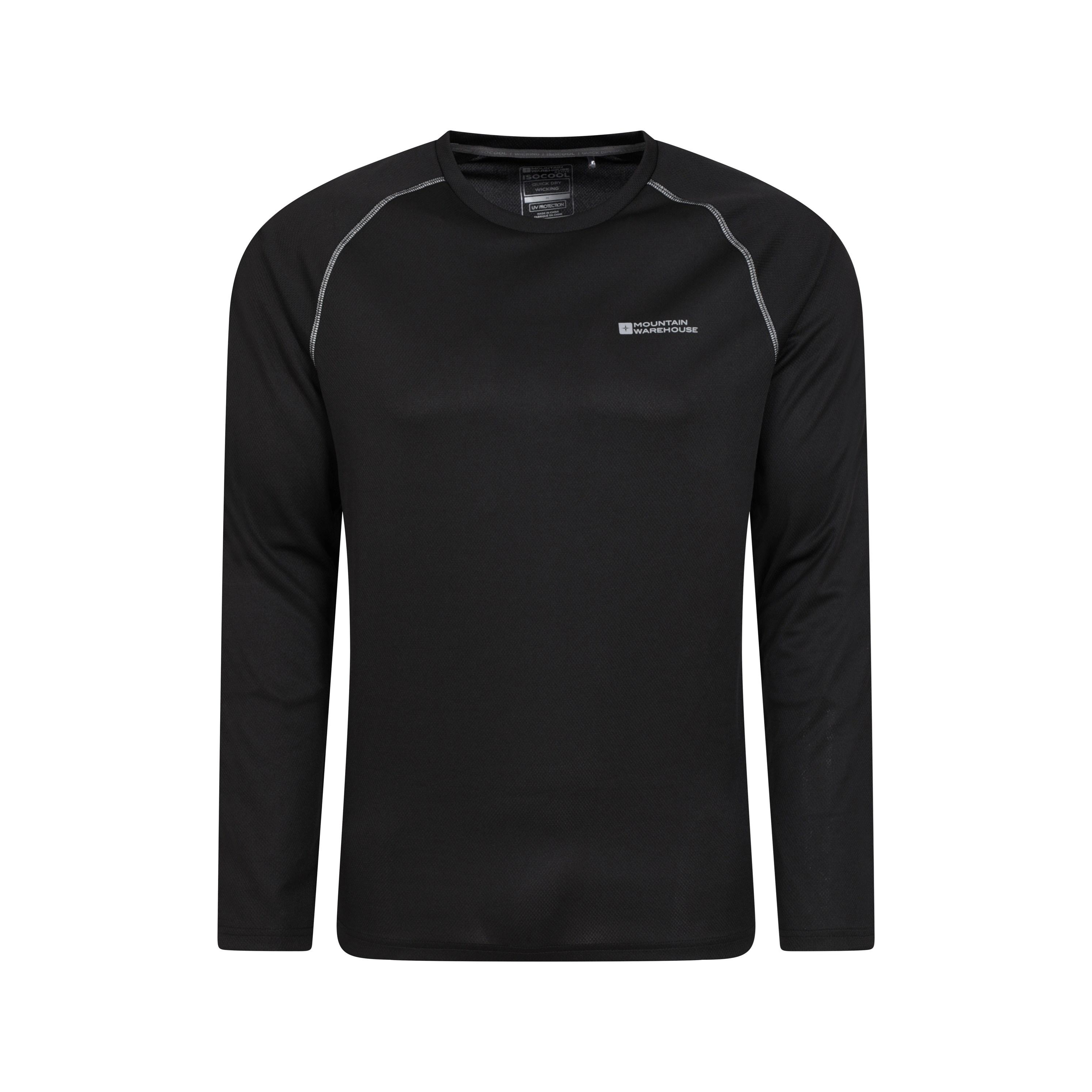 Mountain Warehouse Mens Endurance Long-Sleeved T-Shirt (Jet Black) - Size Large