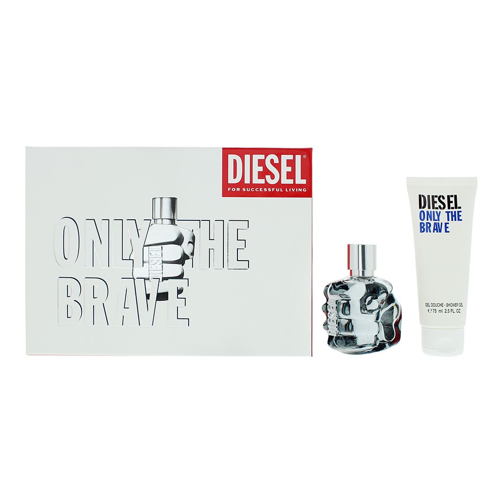 Diesel Mens Only The Brave Gift Set Eau De Toilette 50ml & Shower Gel 75ml - Orange - One Size