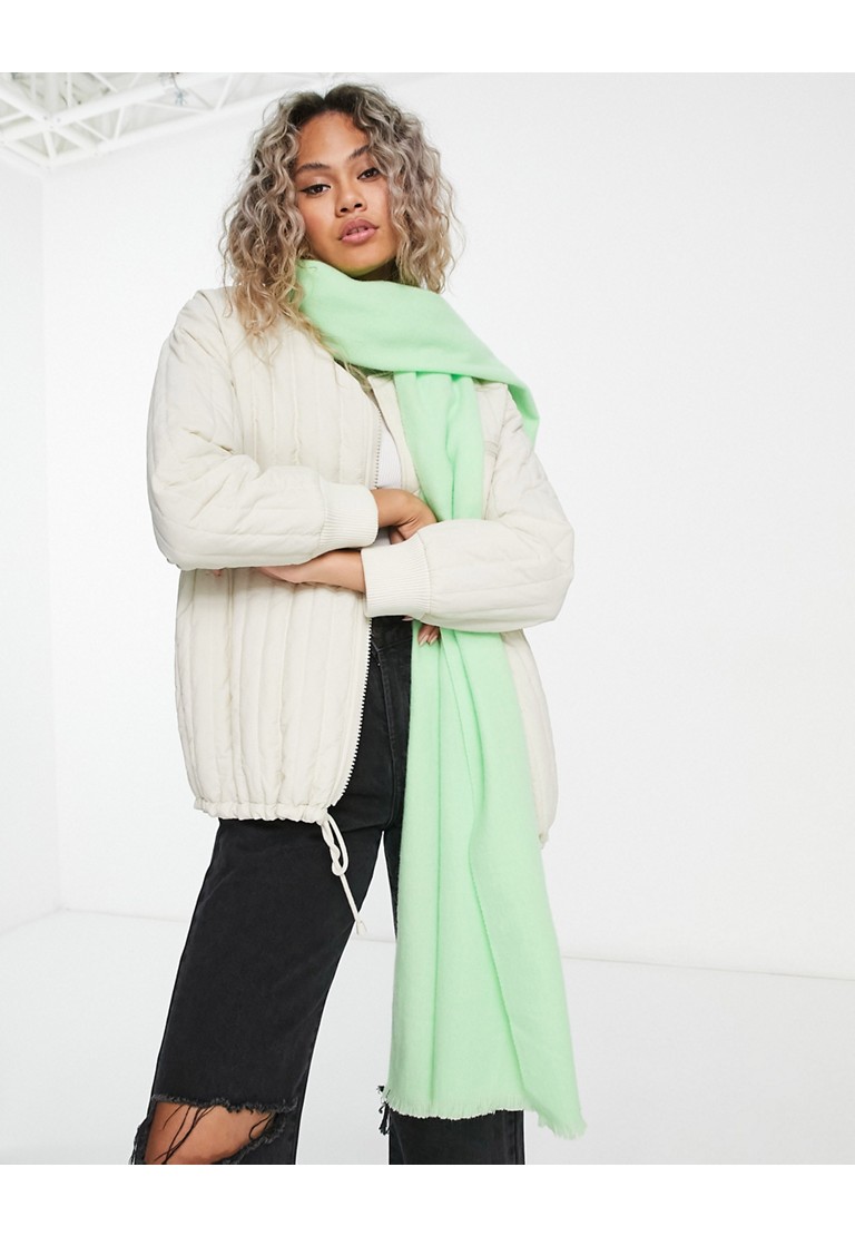 ASOS DESIGN Womens raw edge scarf in lime-Green - One Size