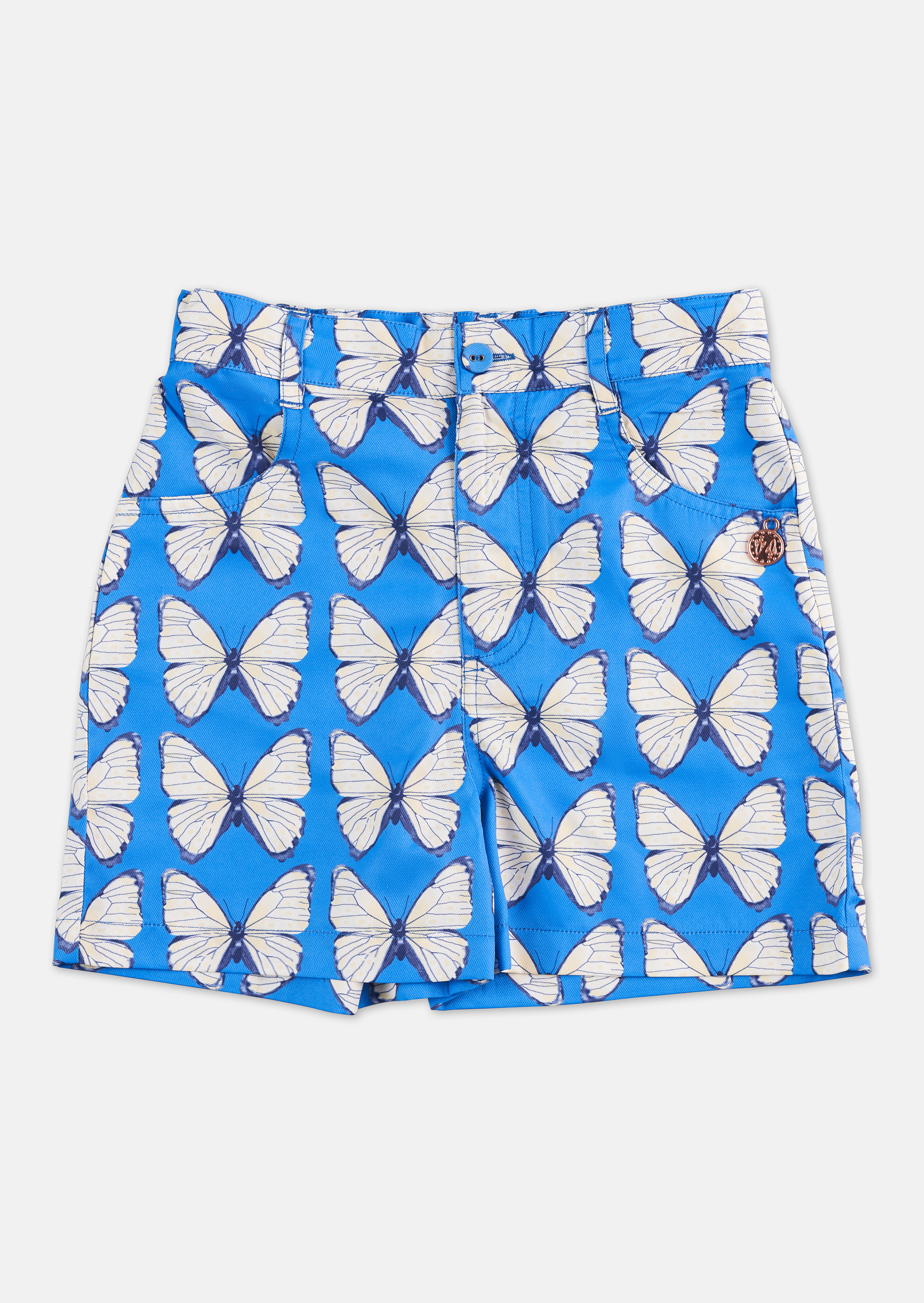 Angel & Rocket Girls Bea Woven Butterfly Shorts - Blue - Size 7Y