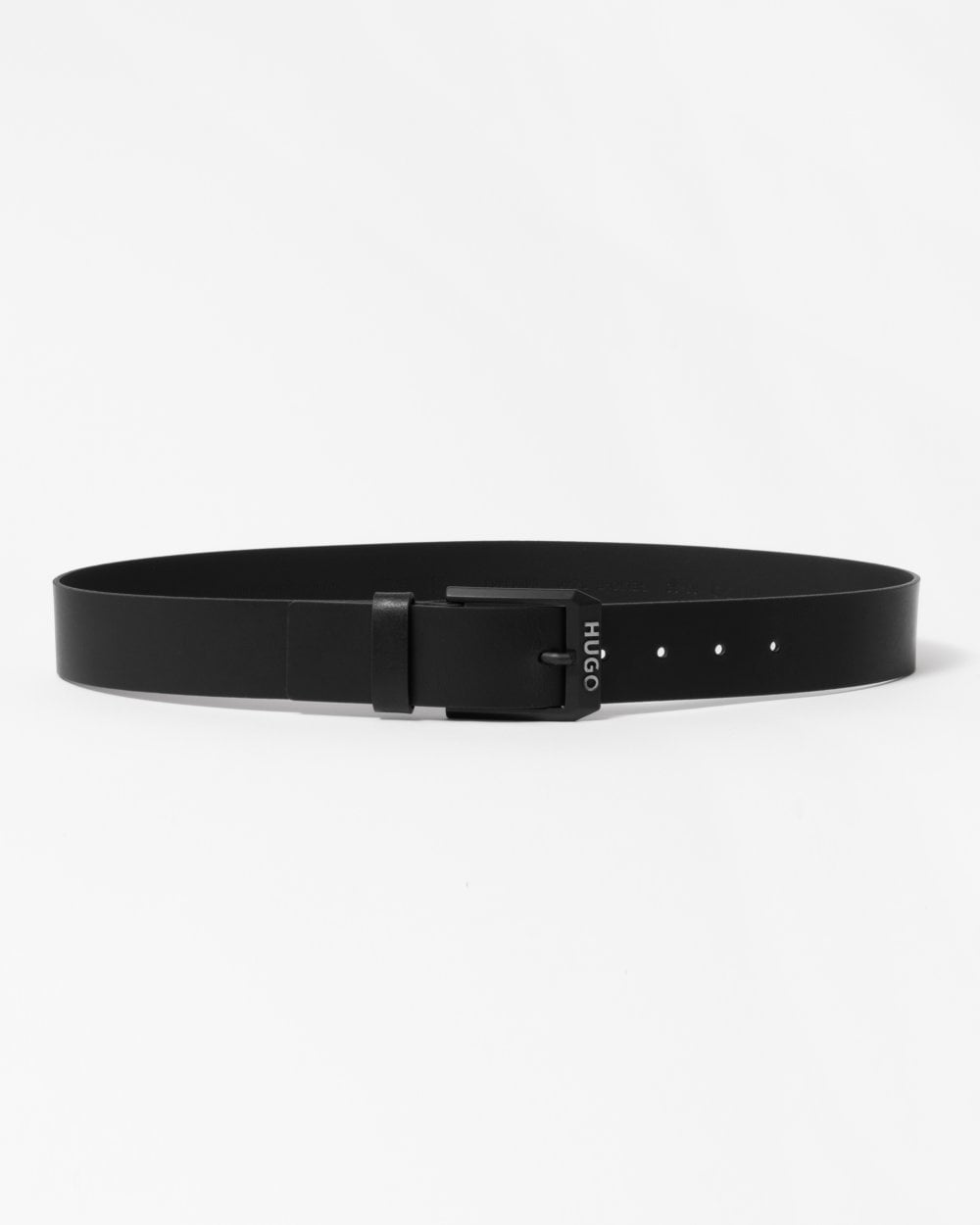 Hugo Gelio-B Mens Leather Belt with Matte-Black Logo Trim Buckle - Size 34 inches