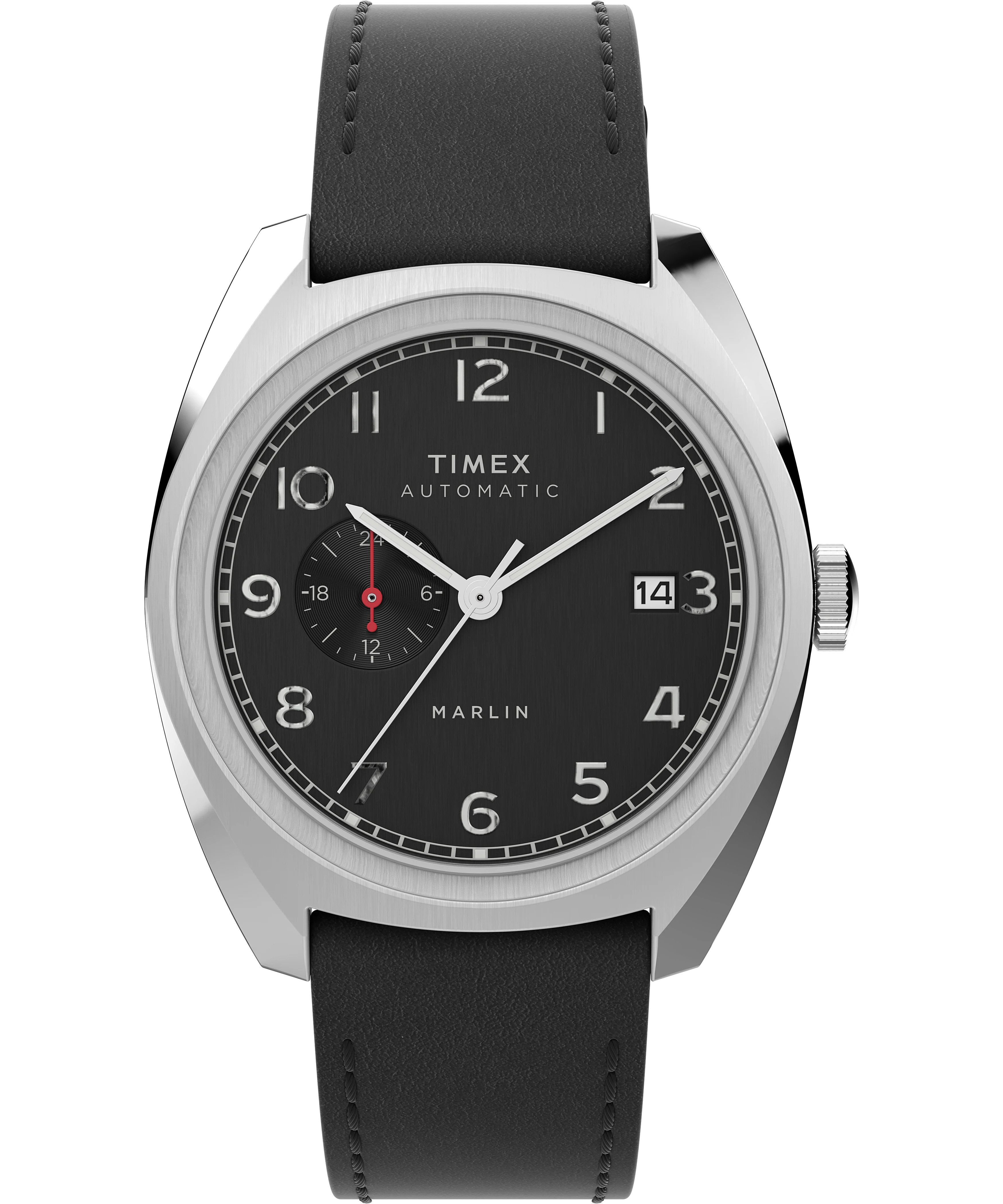 Timex Marlin Sub-dial Automatic Mens Black Watch TW2V62100 Leather (archived) - One Size