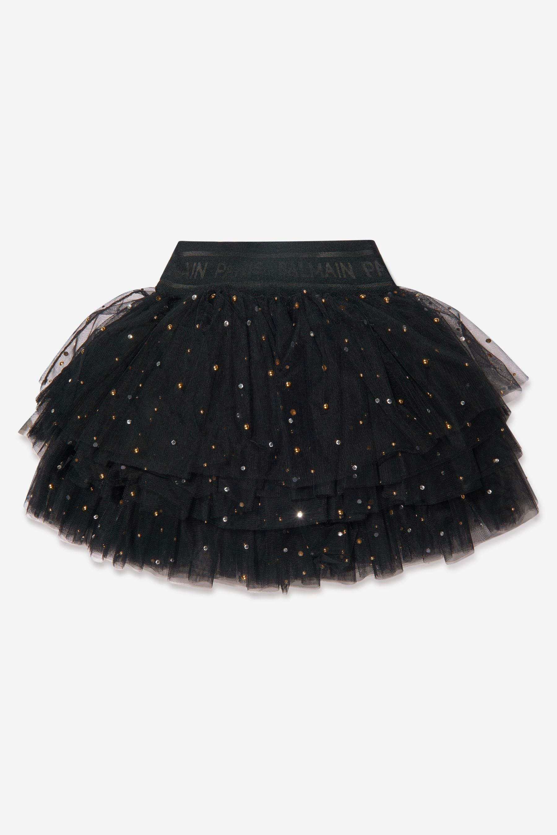 Balmain Girls Layered Tulle Skirt - Black Polyamide - Size 10Y