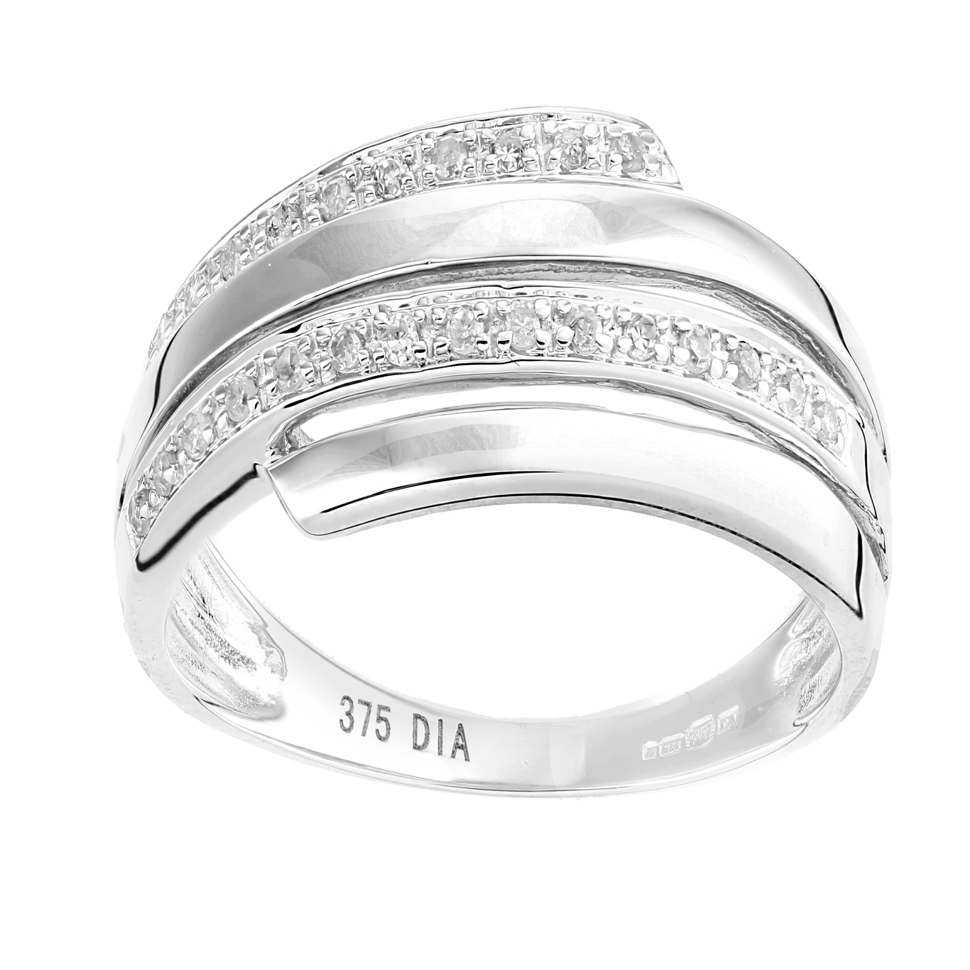 Diamant L'Eternel Womens 9ct White Gold Ring With 0.08ct Diamond - Size M